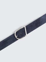 Ceinture en cuir velours TTBETH avec boucle ardillon arrondie - navy uni - Vue du produit du haut