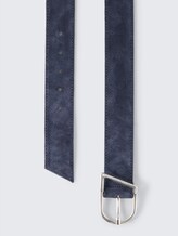 Ceinture en cuir velours TTBETH avec boucle ardillon arrondie - navy uni - Vue du produit du haut