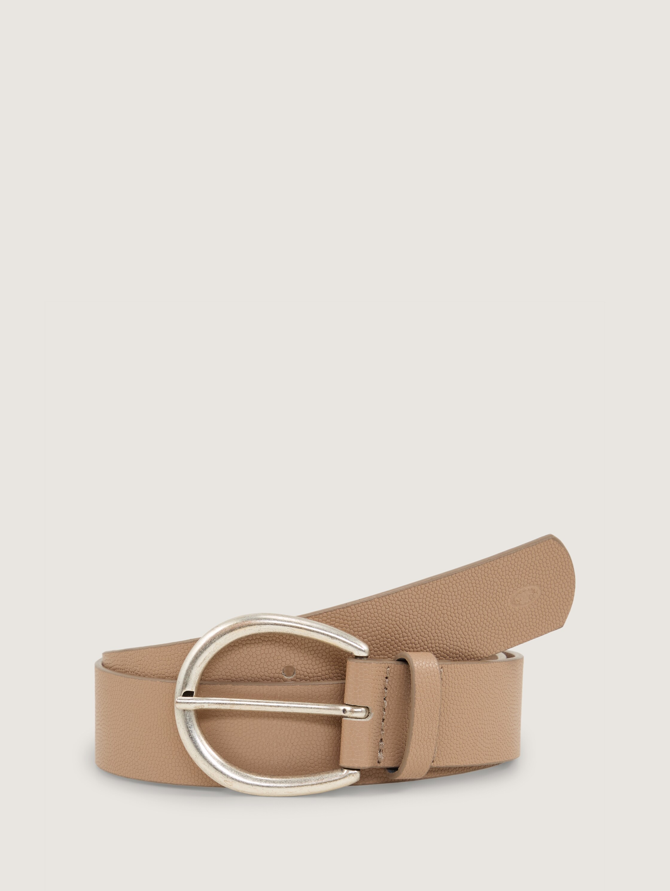 TTIVY Ledergürtel mit abgerundeter Dornschließe - beige - Vorder-Produkt-Ansicht
