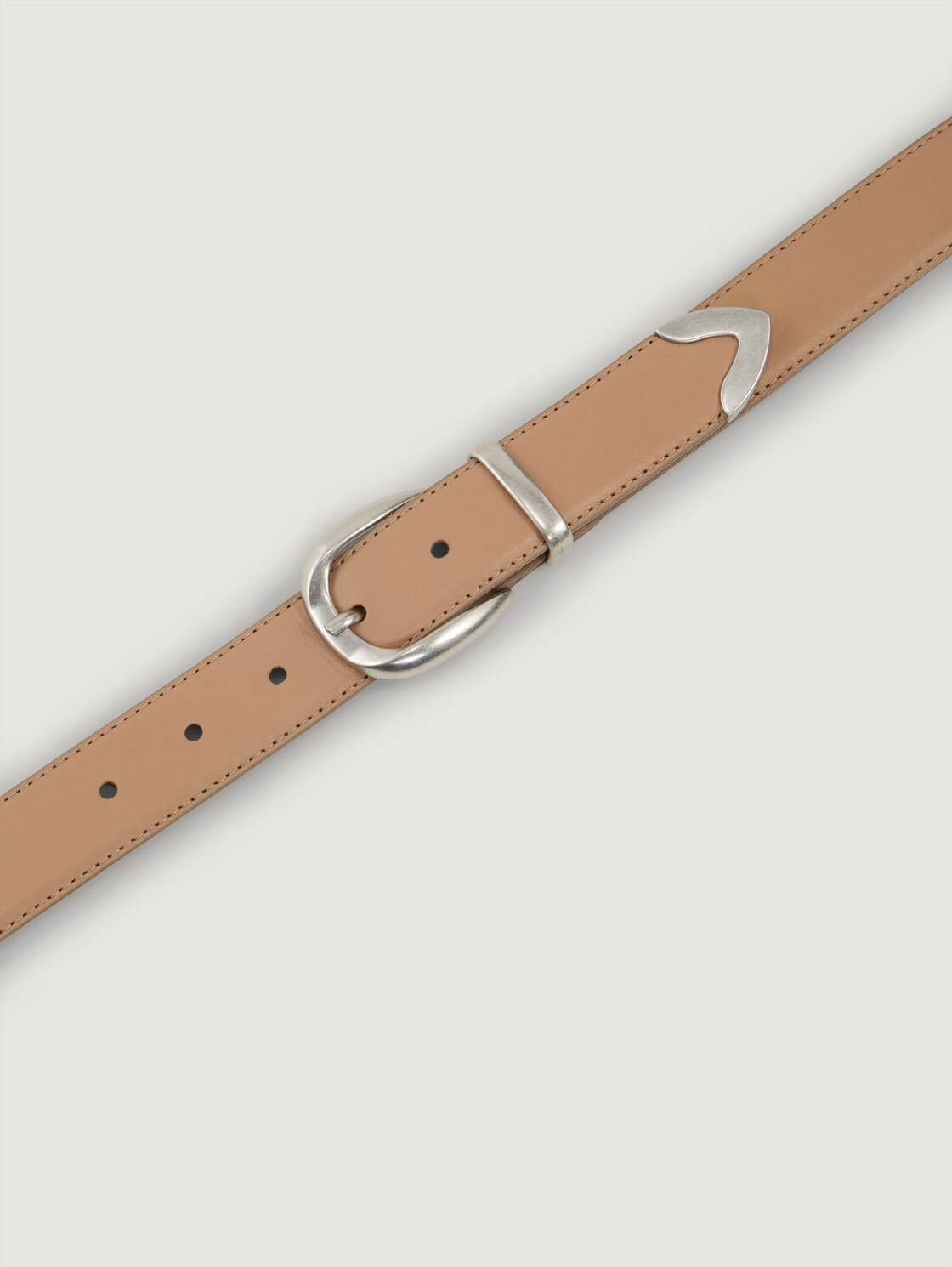 TTPIPER Ledergürtel mit abgerundeter Dornschließe - taupe uni - Produkt-Ansicht von oben 