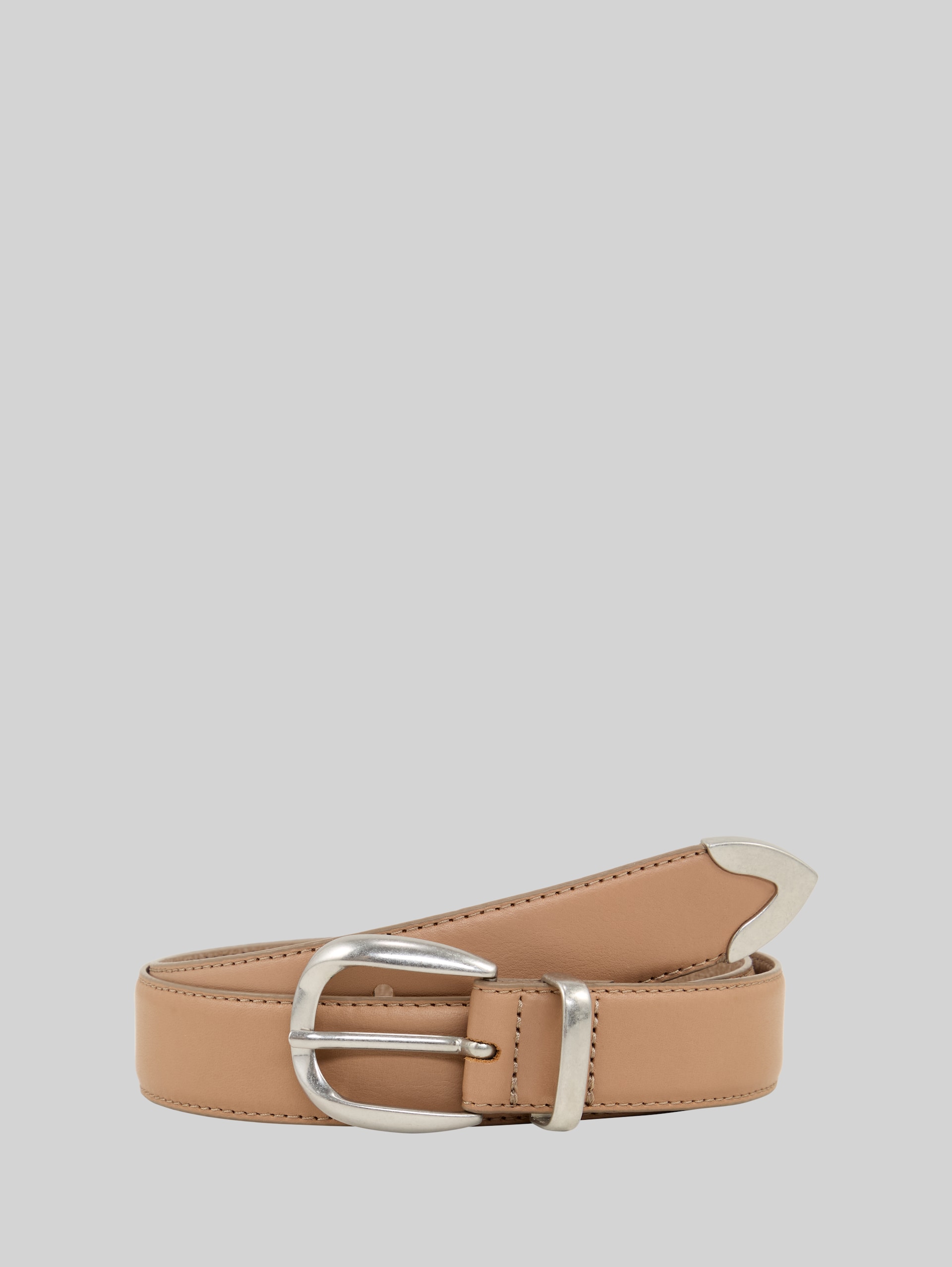 TTPIPER leather belt with rounded pin buckle - taupe uni - Front product view