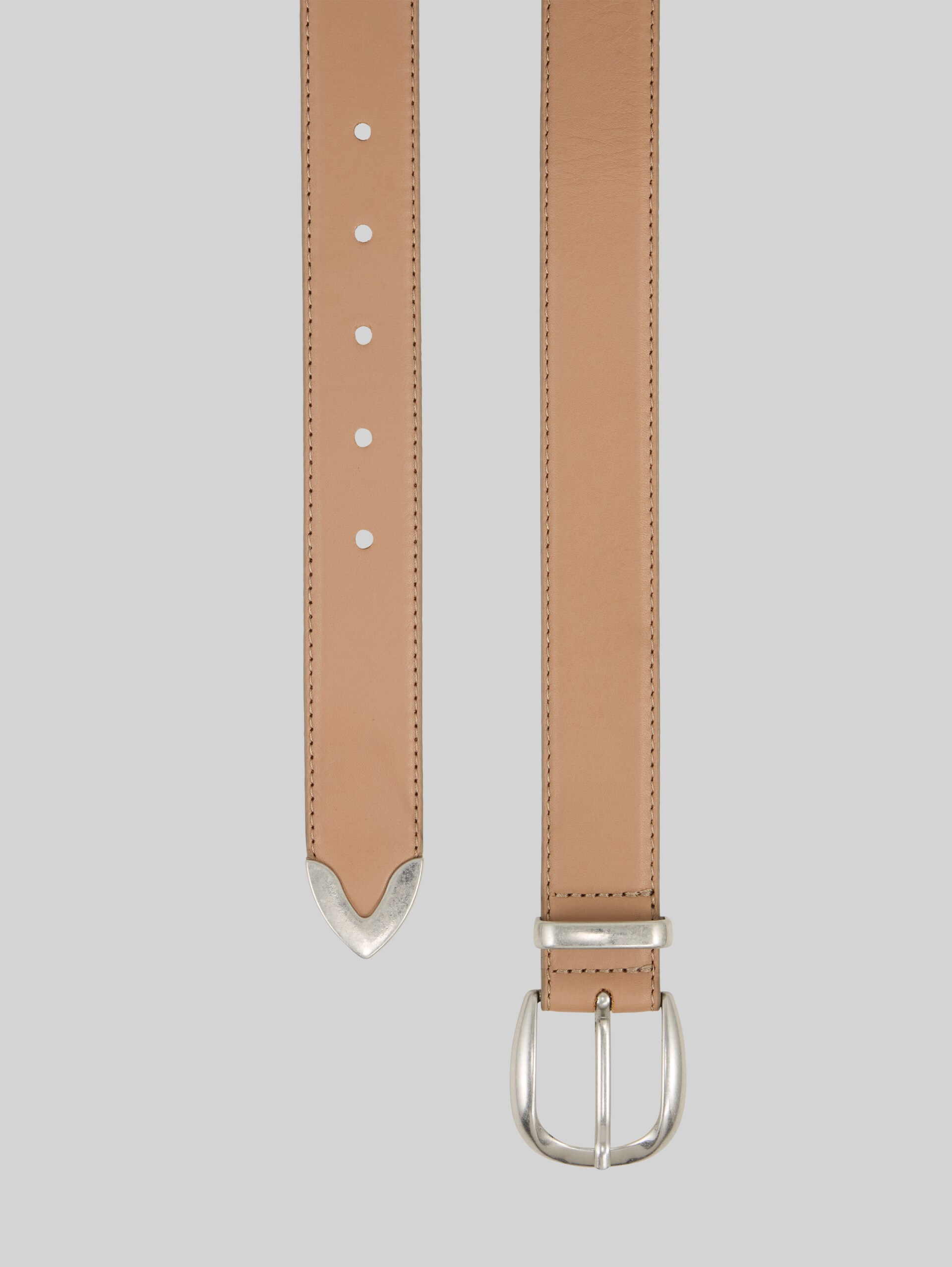 TTPIPER leather belt with rounded pin buckle - taupe uni - Product view from top 