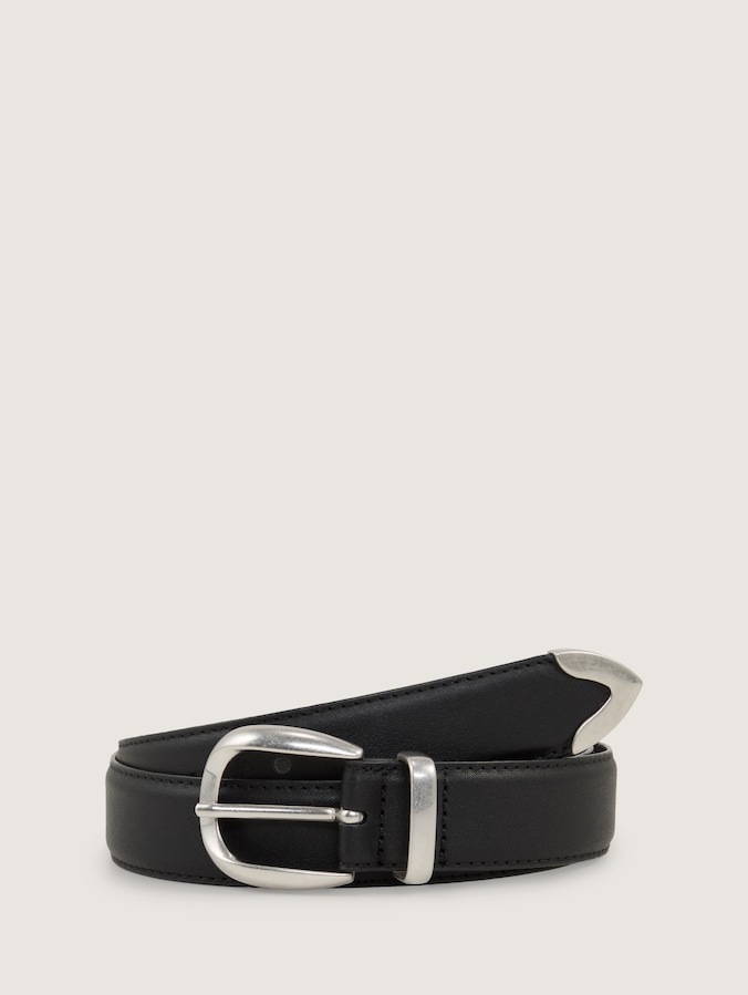 TTPIPER leren riem met afgeronde gesp door Women, black uni