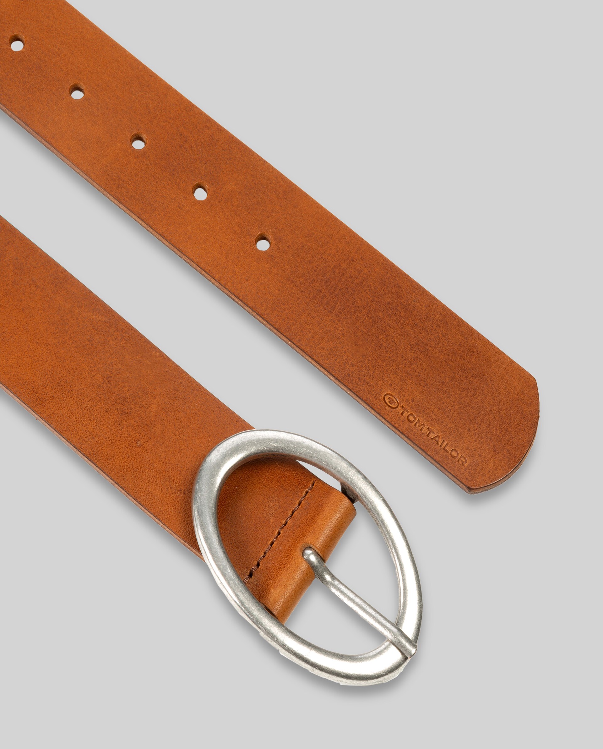 TTRUBY leather belt with oval pin buckle - light brown uni - Product view from top 