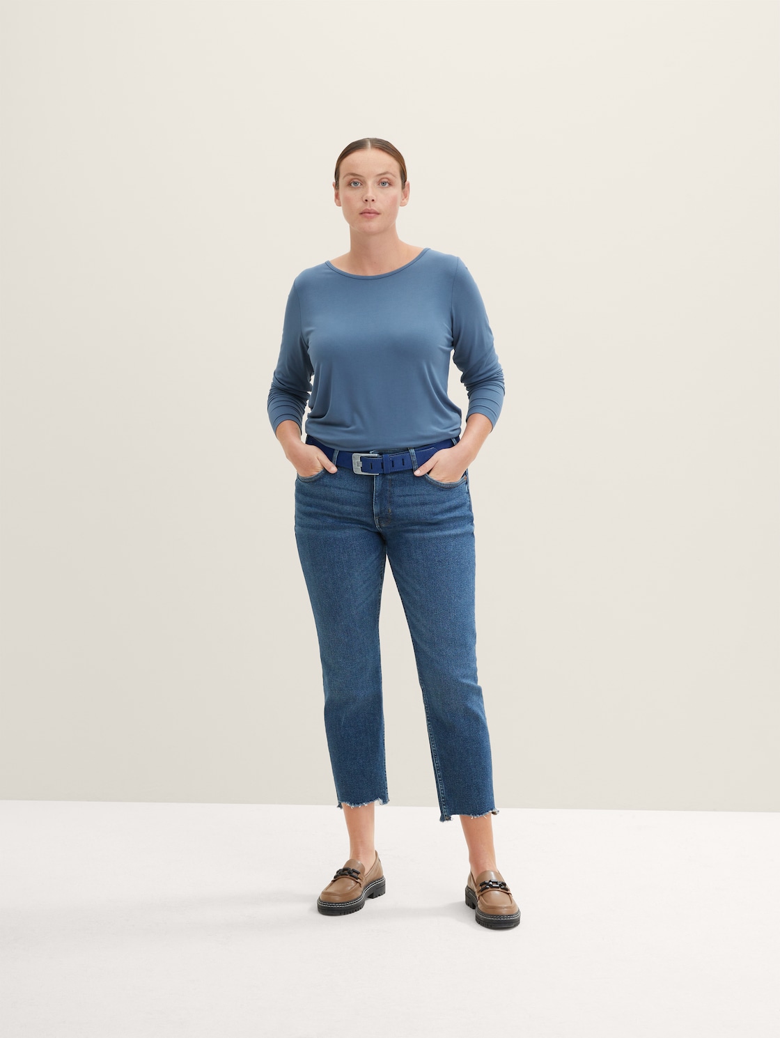 TTLUCY Plus Size - Velourledergürtel mit eckiger Dornschließe - navy uni