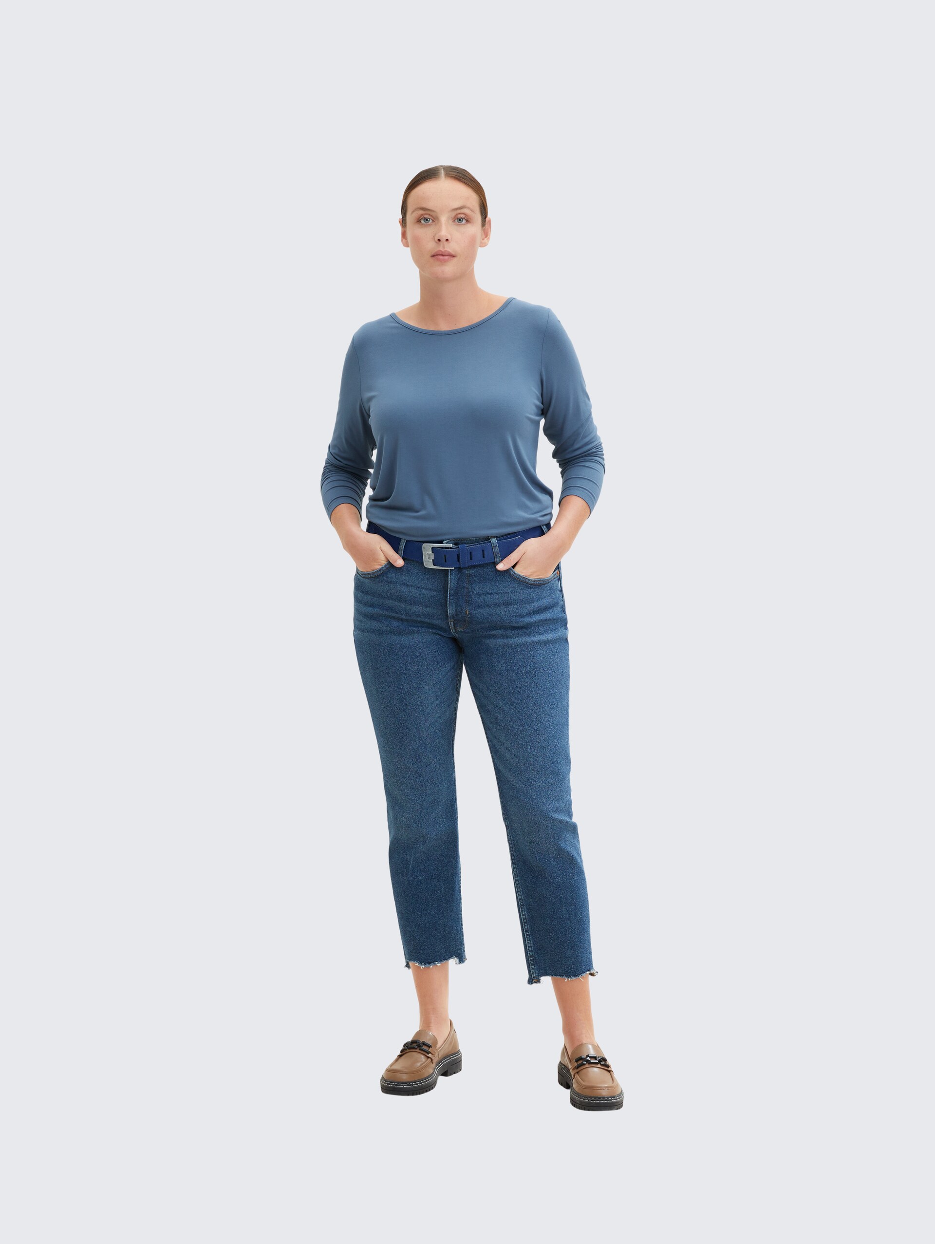 TTLUCY Plus Size - Velourledergürtel mit eckiger Dornschließe - navy uni