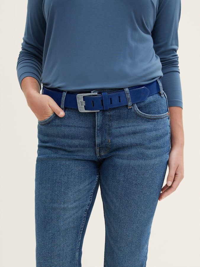 TTLUCY Plus Size - Velourledergürtel mit eckiger Dornschließe von Women, navy uni