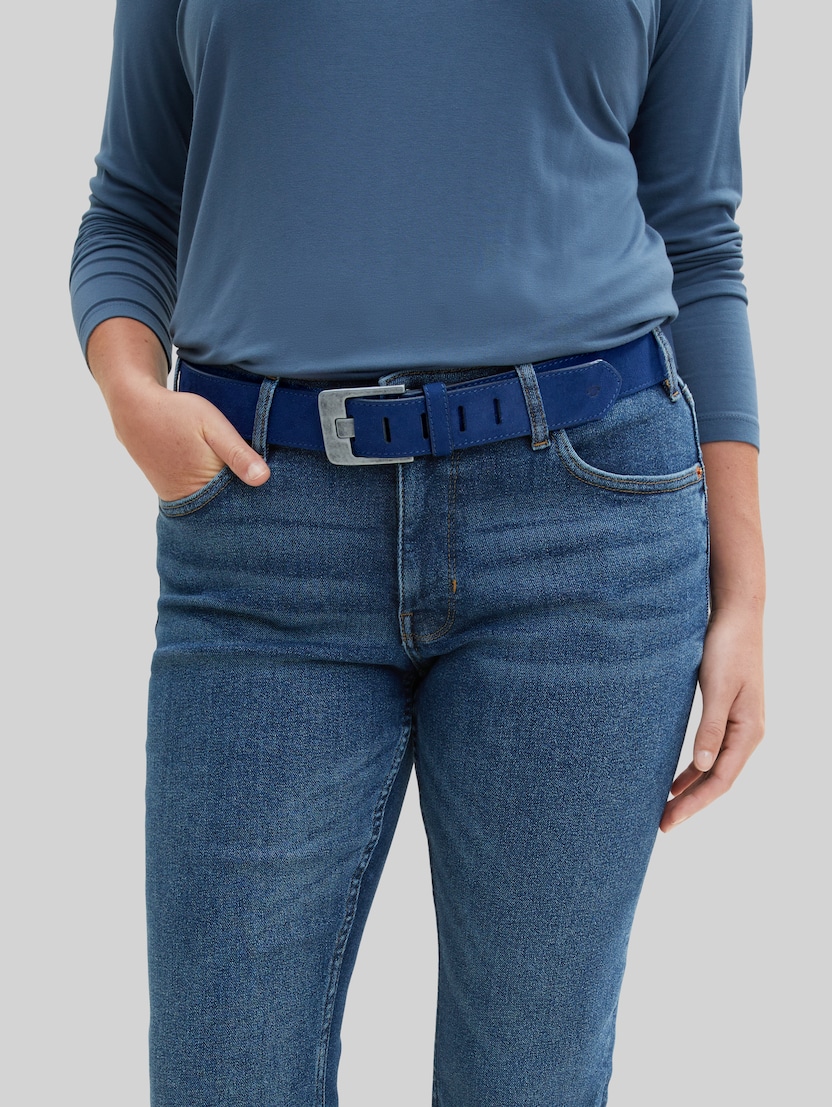 TTLUCY Plus Size - Velourledergürtel mit eckiger Dornschließe von Women, navy uni
