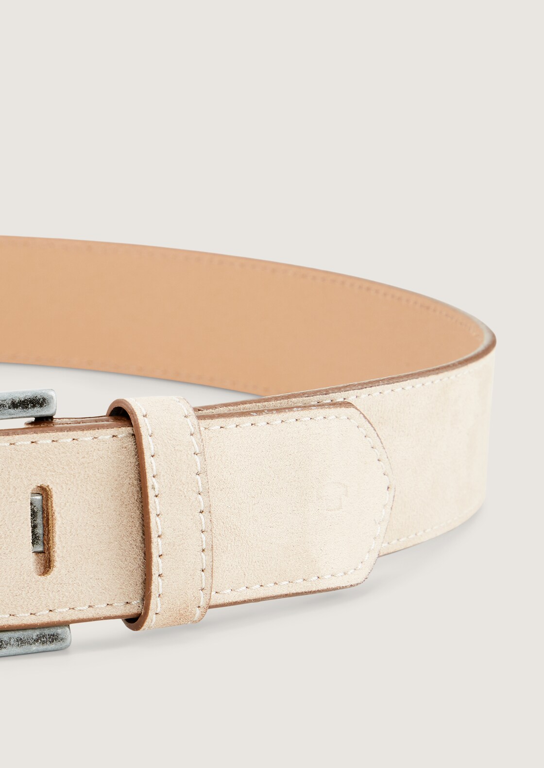 TTLUCY Plus Size - Velourledergürtel mit eckiger Dornschließe - taupe uni - Produkt-Ansicht von oben 