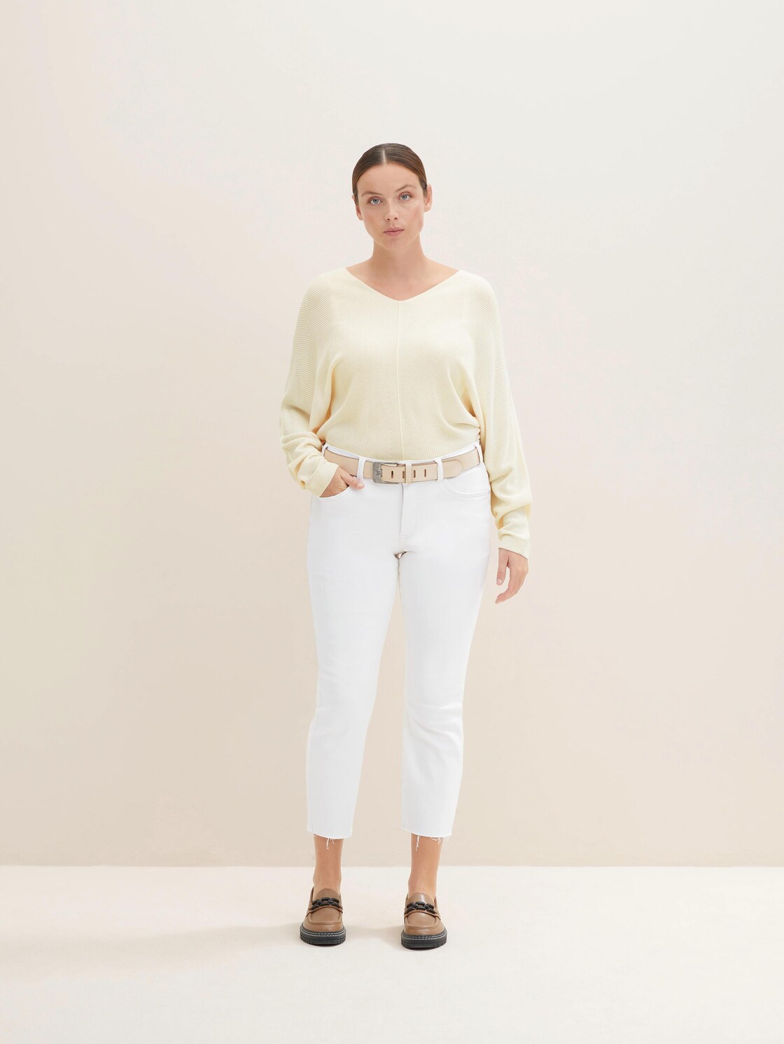 TTLUCY Plus Size - Velourledergürtel mit eckiger Dornschließe - taupe uni