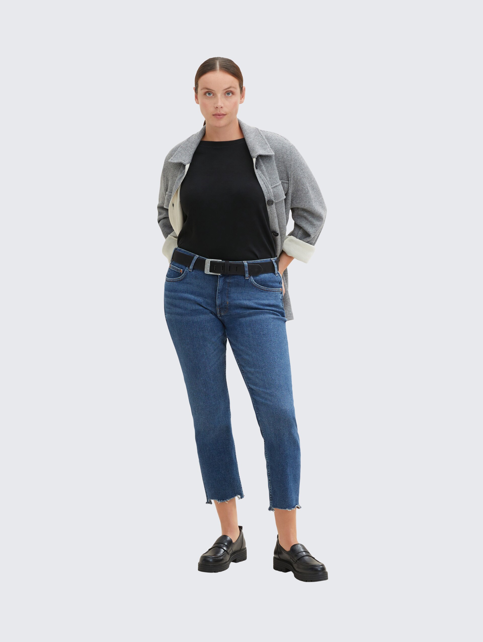 TTLUCY Plus Size - Velourledergürtel mit eckiger Dornschließe - black uni