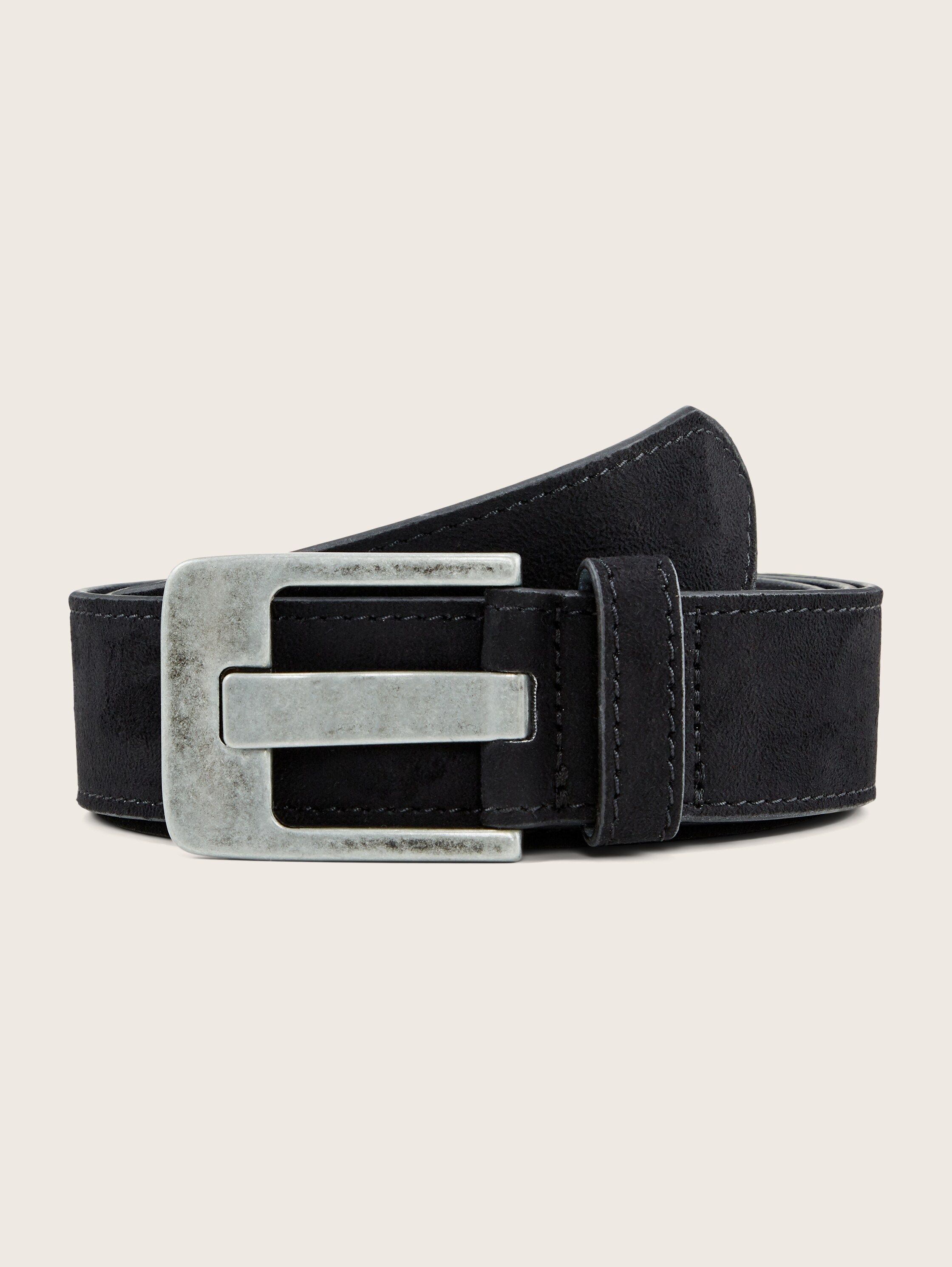 Plus - Ledergürtel im Vintage-Look - schwarz - 