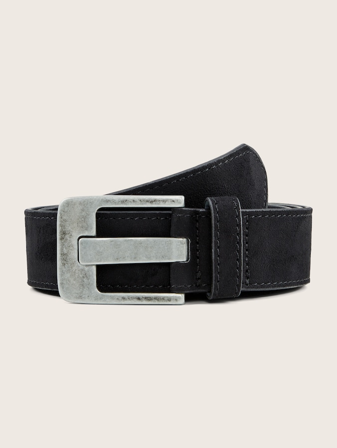 TTLUCY Plus Size - Suède leren riem met vierkante gesp door Women, black uni
