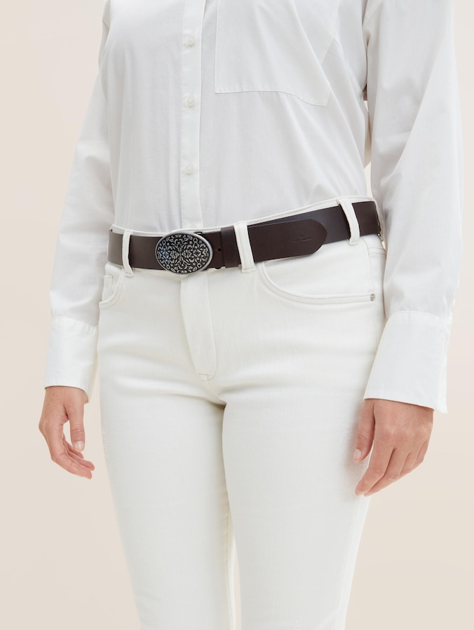 TTTAYLOR Plus Size - Ledergürtel mit Koppelschließe von Women, brown uni