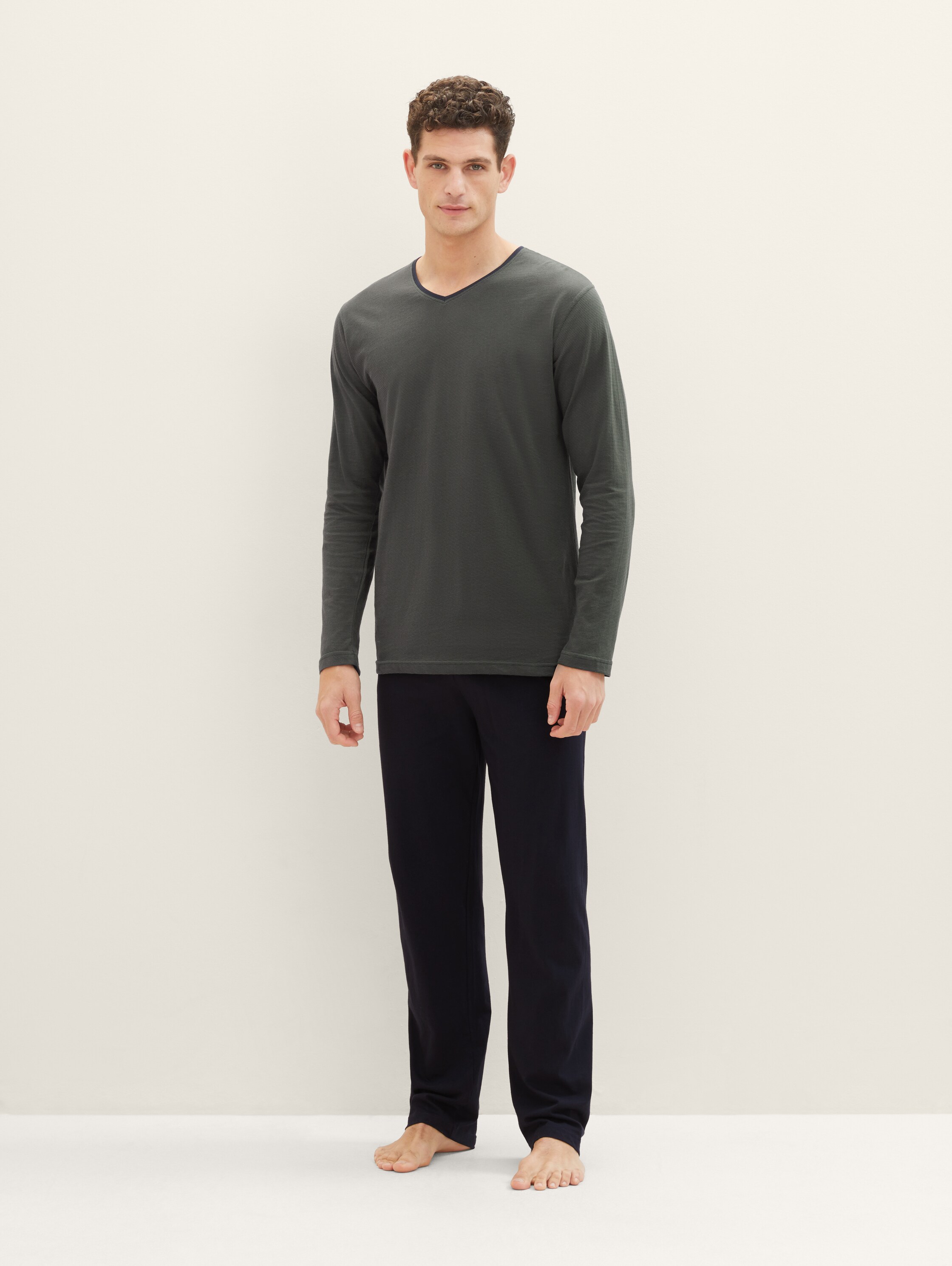 Katoenen pyjamaset - greendarkhorizontalstripe - 