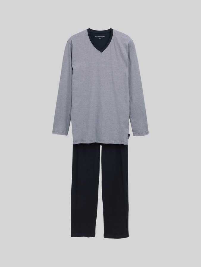 Katoenen pyjamaset door Men, blue-dark-horizontal stripe
