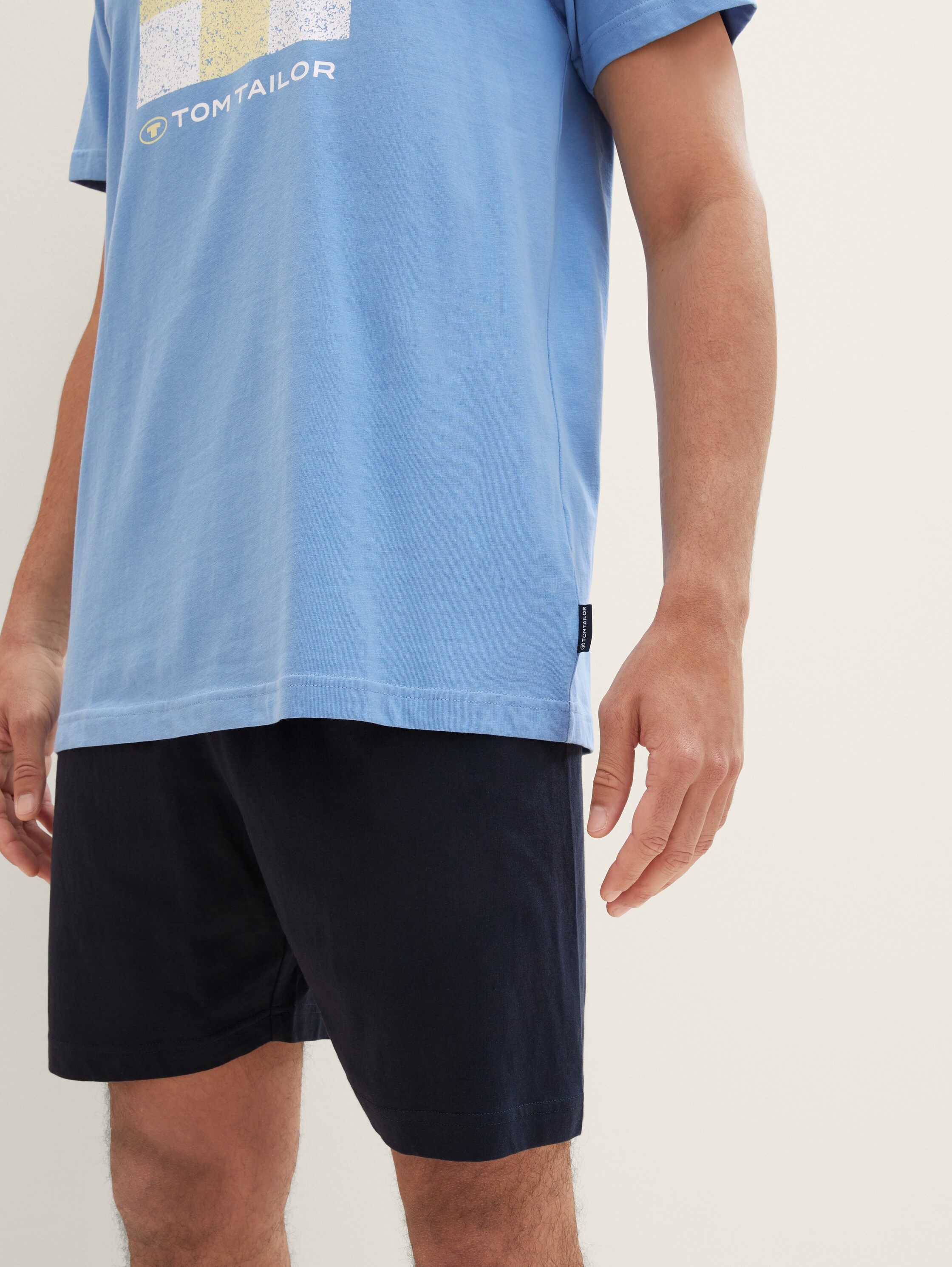 Korte pyjama met print - blue-light-solid