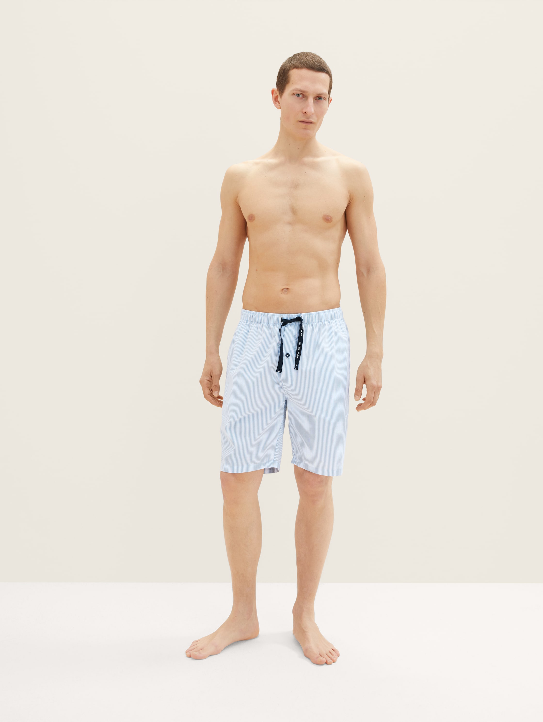 Striped Bermudas - blue-light-stripe - Model front view