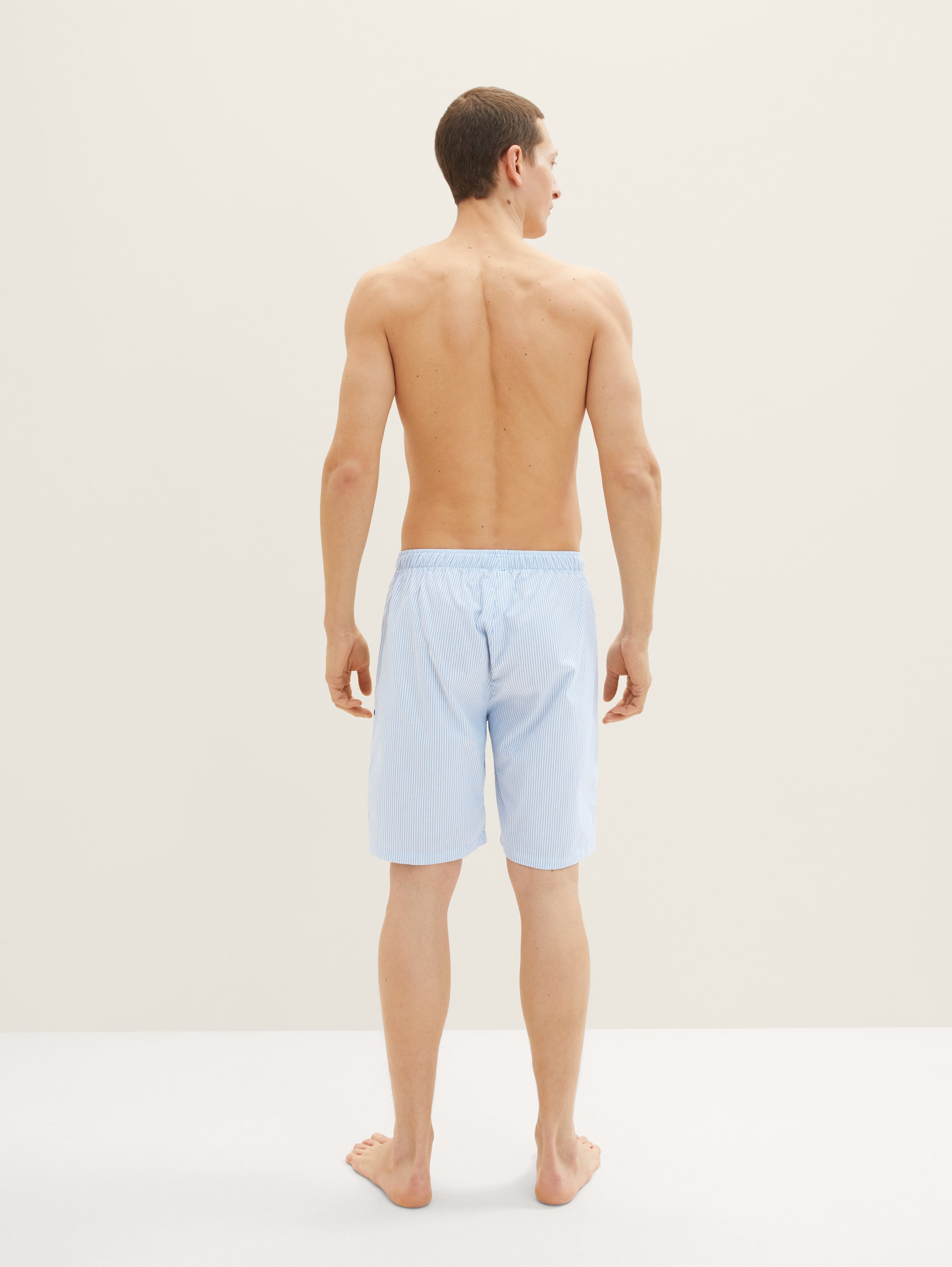 Striped Bermudas - blue-light-stripe - Neckline model-back view