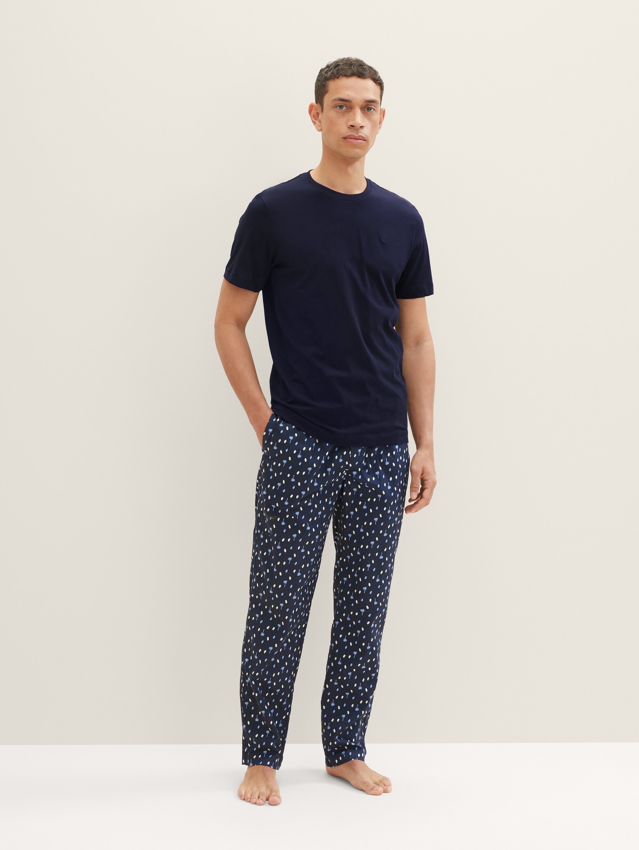 Pyjamabroek met palmprint - blue-dark-allover