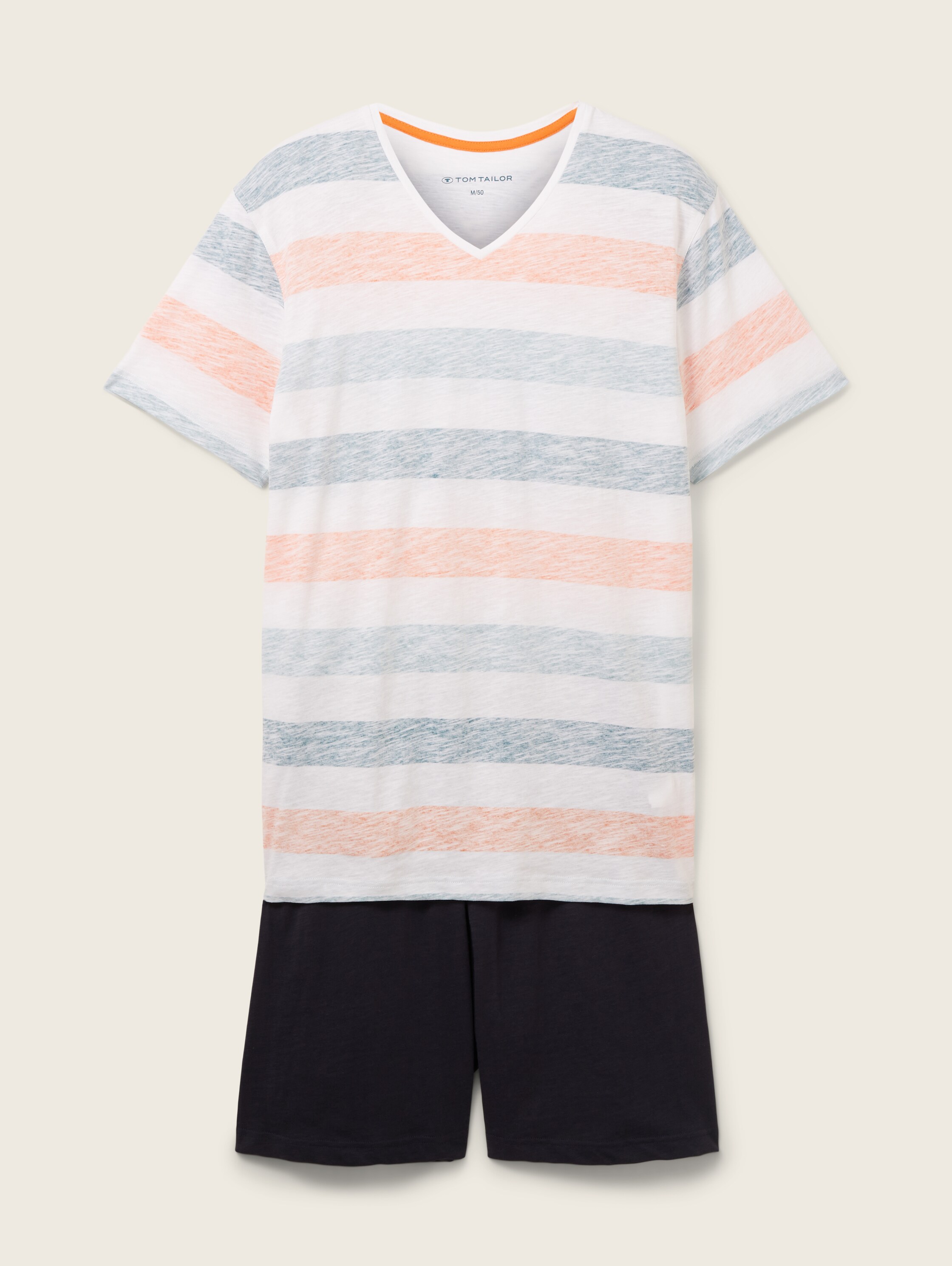 Striped short pyjamas - white-medium-horizontal stripe - Front product view