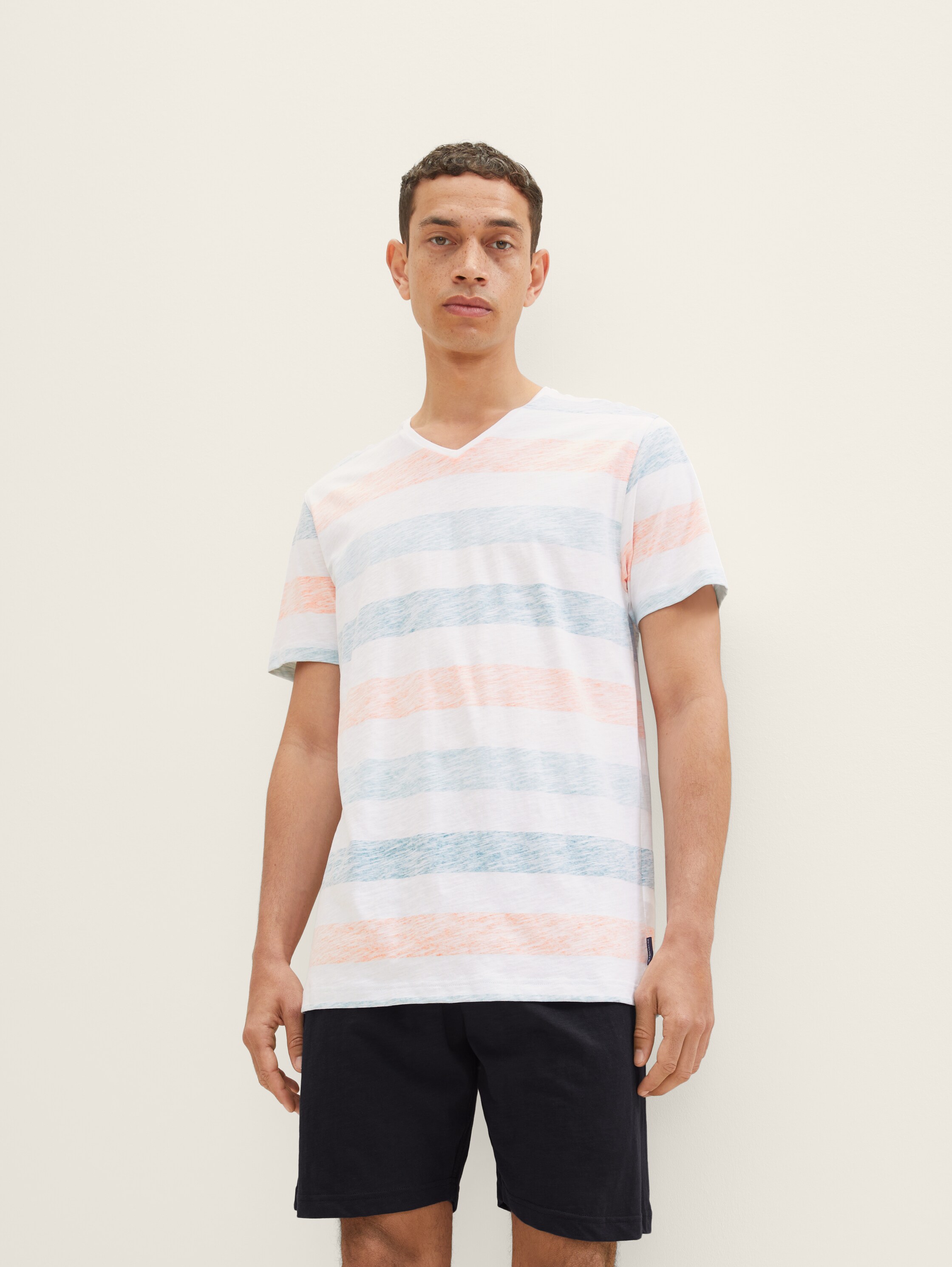 Striped short pyjamas - white-medium-horizontal stripe - Detail model view