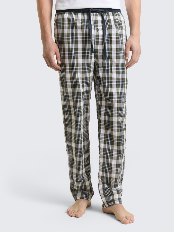 Cotton pyjama trousers with checked pattern by Men, green-medium-check