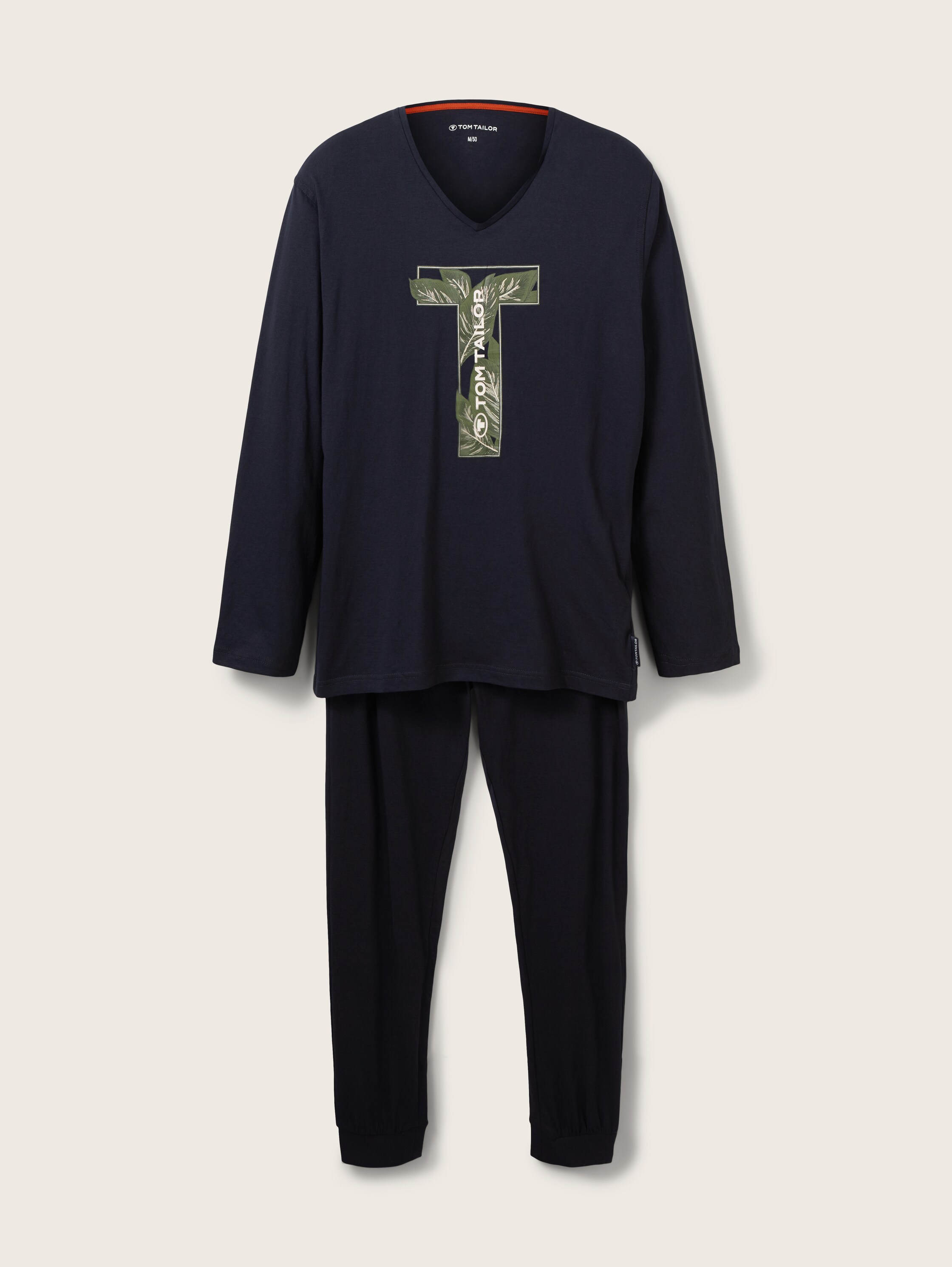 Pyjamas with a logo print - blue-dark-solid