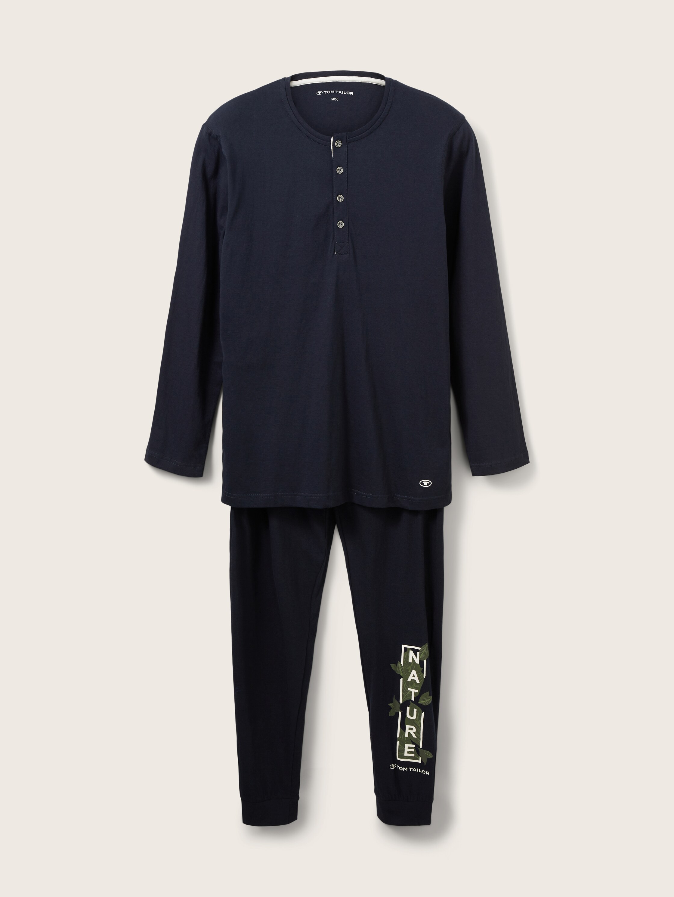 Pyjamas with a logo print - blue-dark-solid