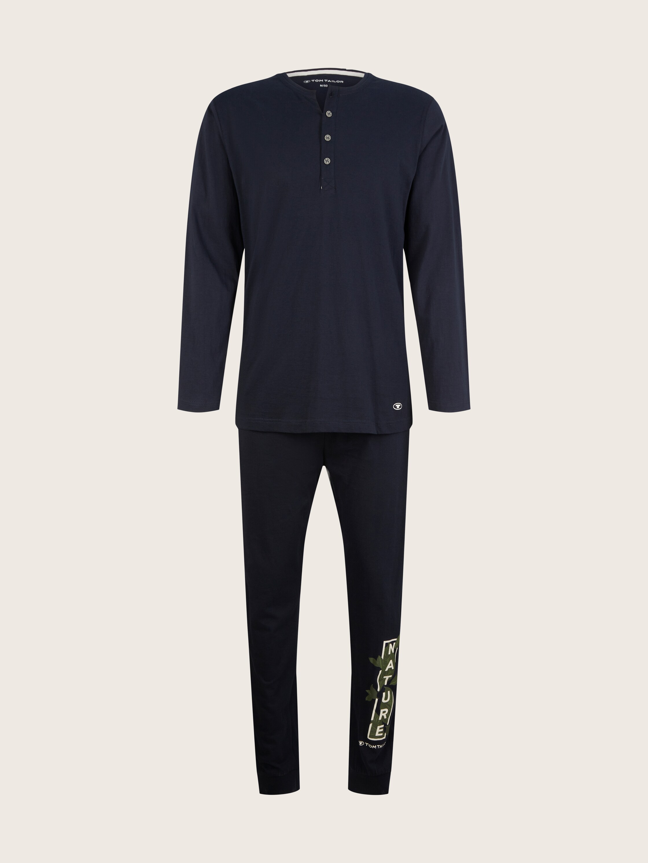 Pyjamas with a logo print - blue-dark-solid - Front product view