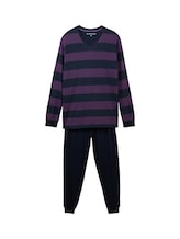 Ausgewählt, Pyjama-Set aus Baumwolle mit Streifenmuster von Tom Tailor, lila