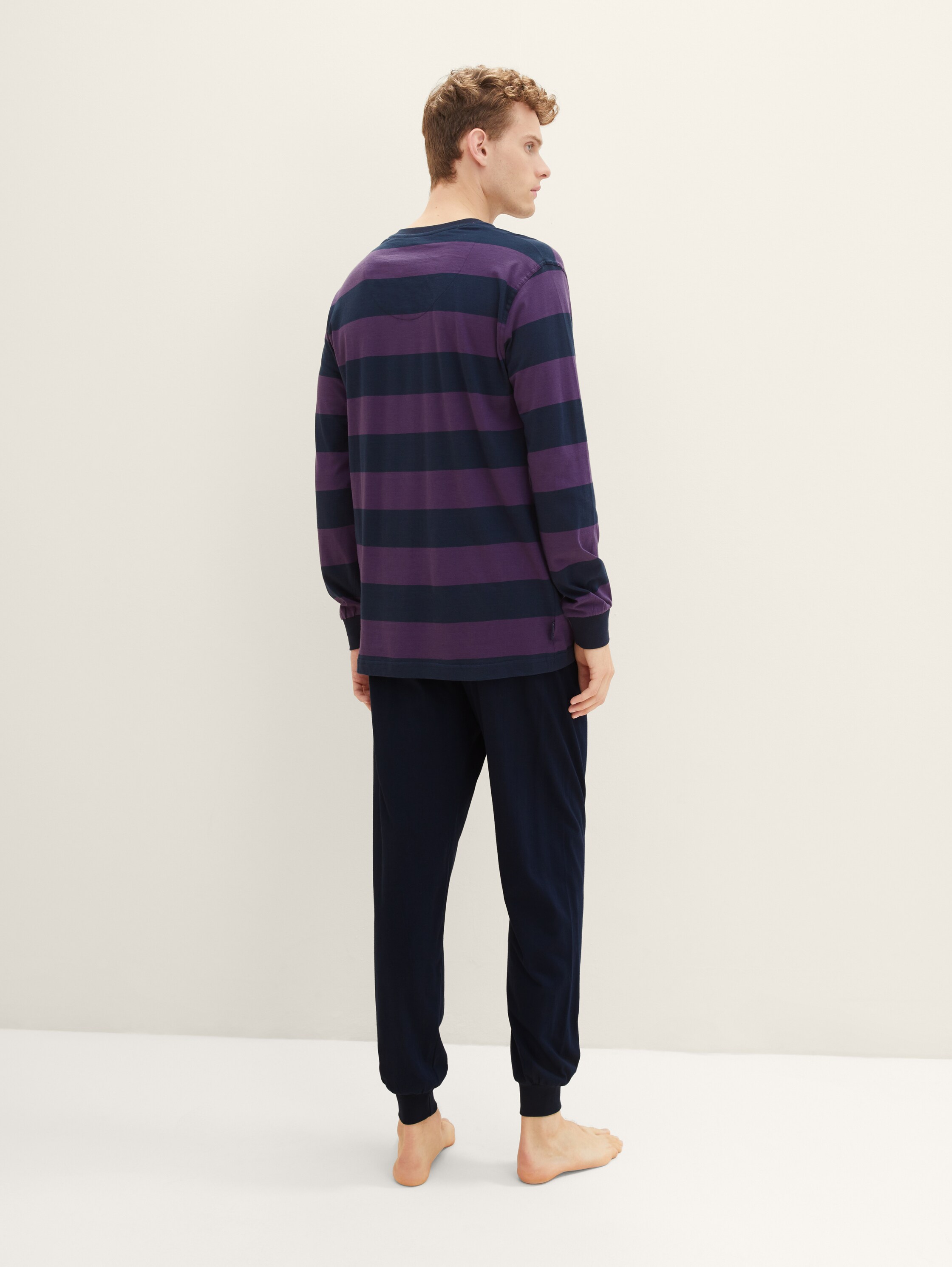 Pyjama-Set aus Baumwolle mit Streifenmuster - liladunkelringel - 