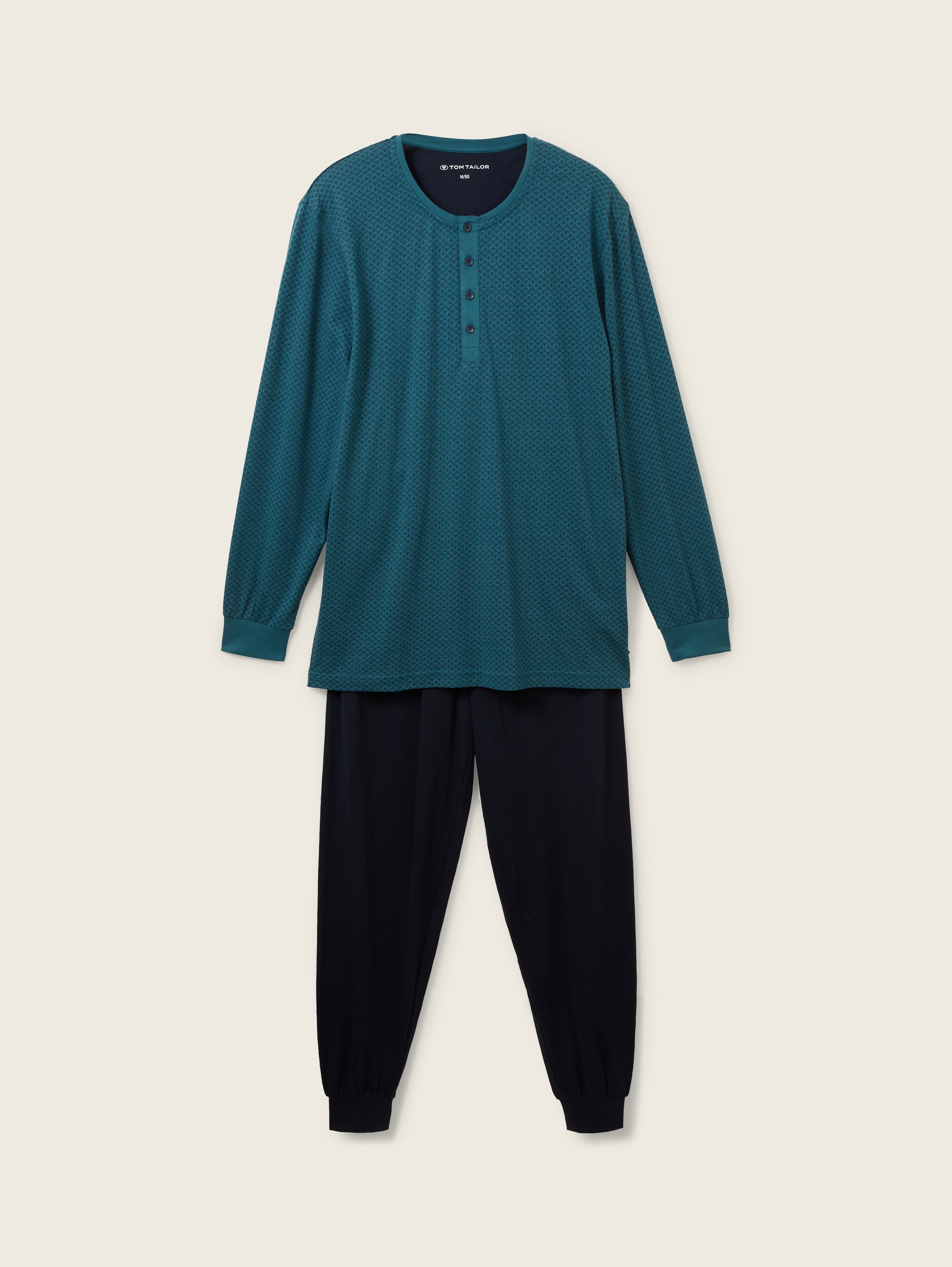 Gemustertes Pyjama - green-medium-allover - Vorder-Produkt-Ansicht
