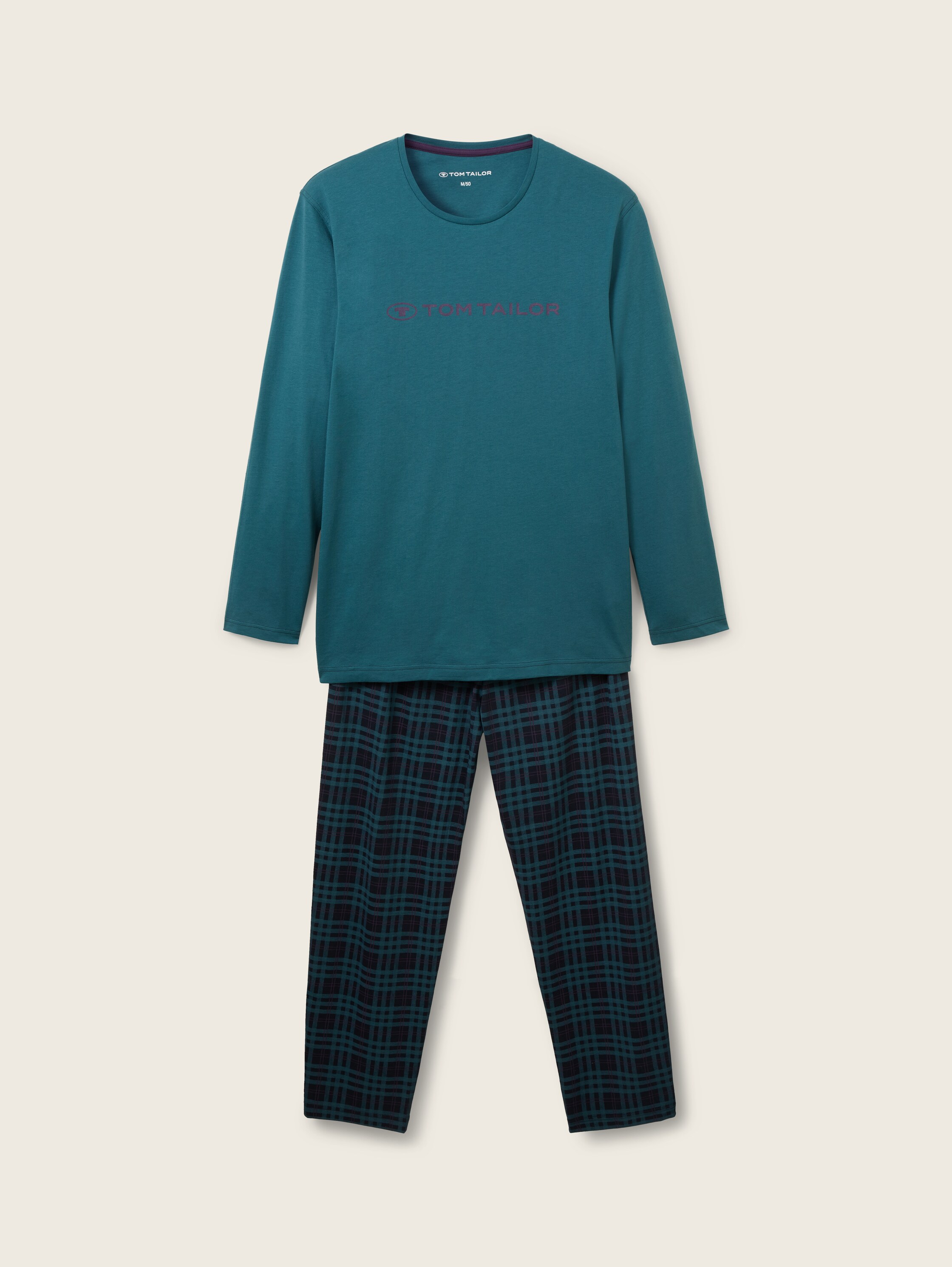 Pyjama mit Karomuster - dark green uni - Vorder-Produkt-Ansicht