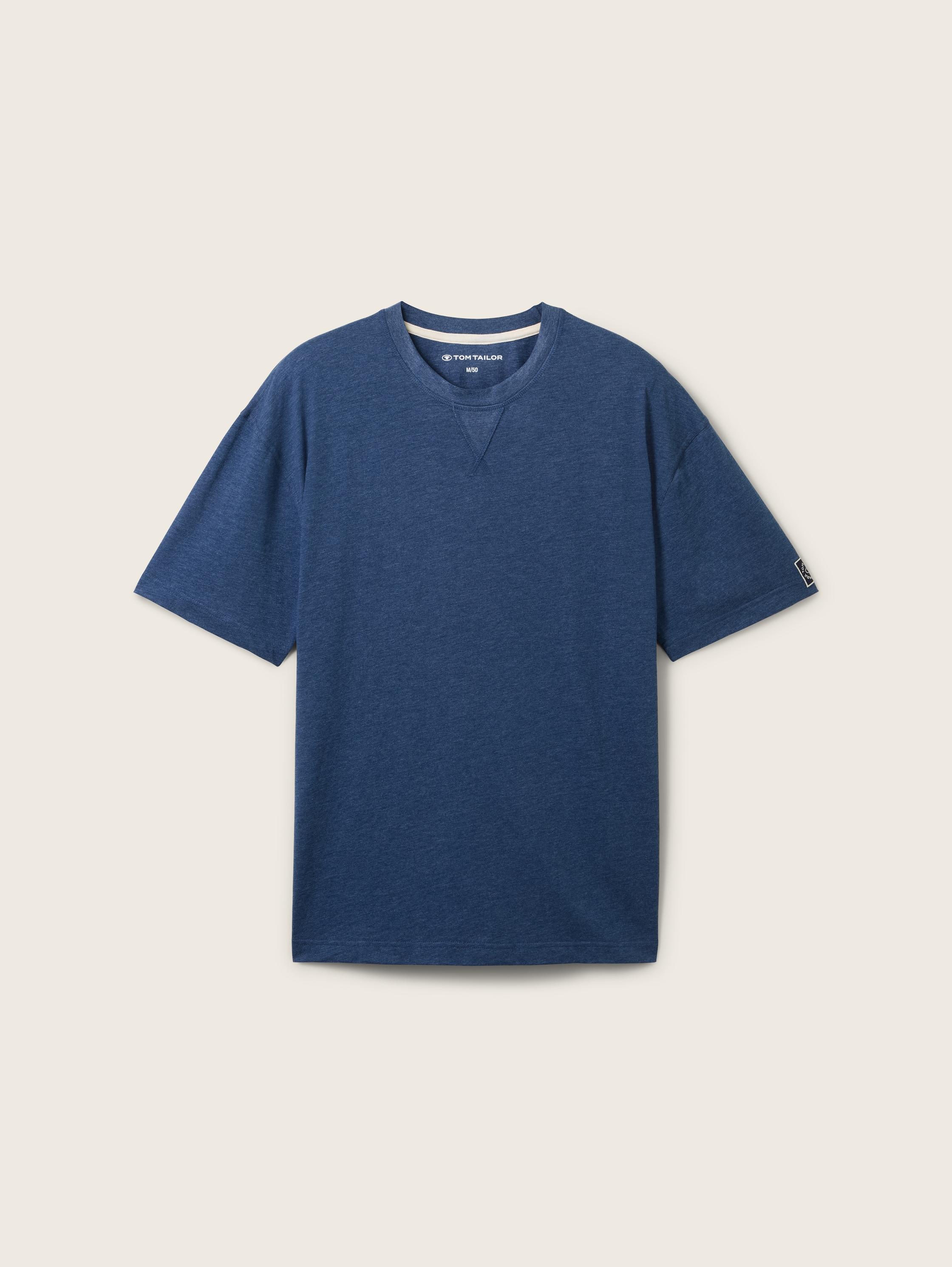 Katoenen T-shirt in gemêleerde look - bluedarksolid -