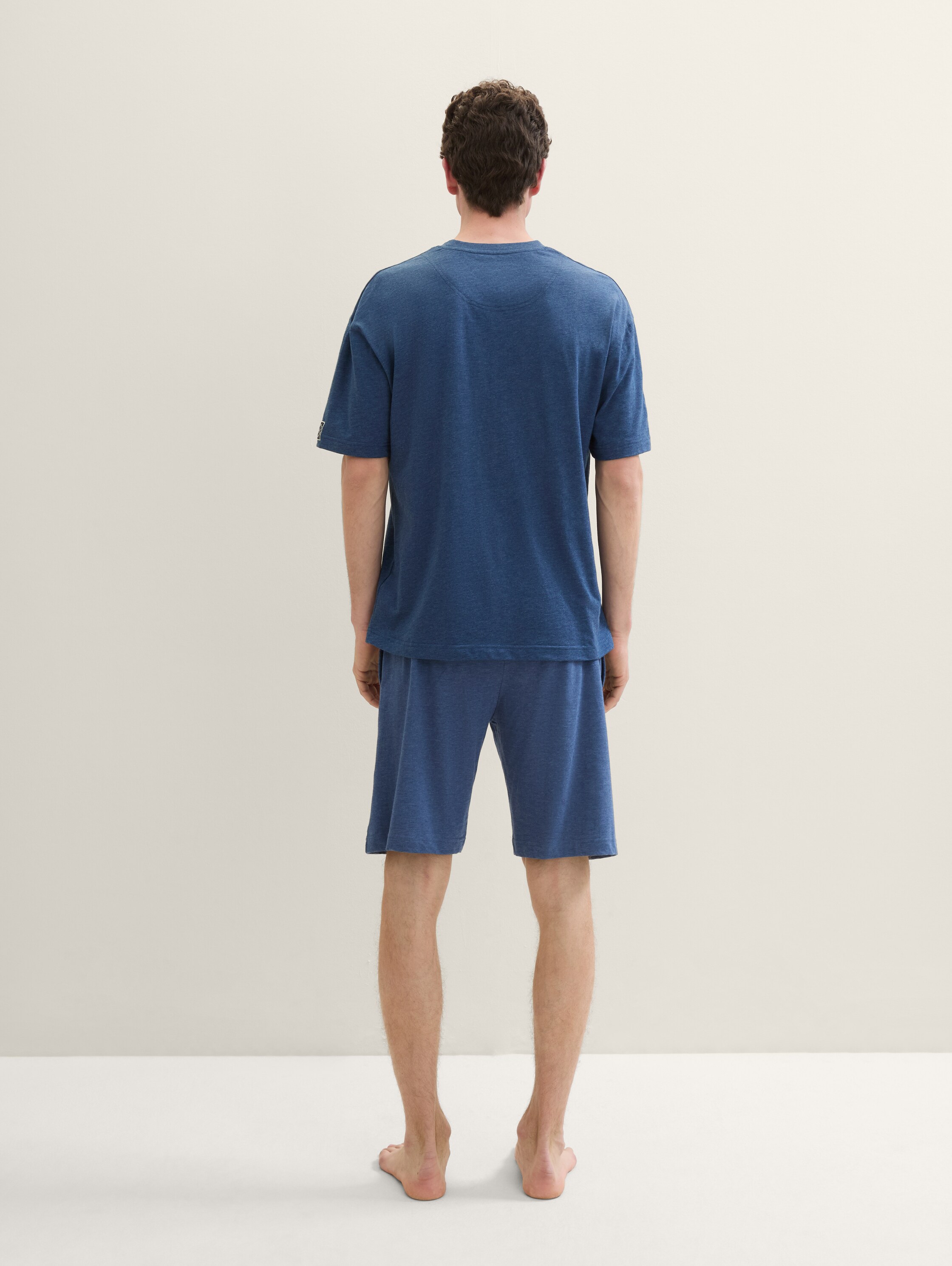 Cotton Bermuda shorts in a melange look - bluedarksolid - 