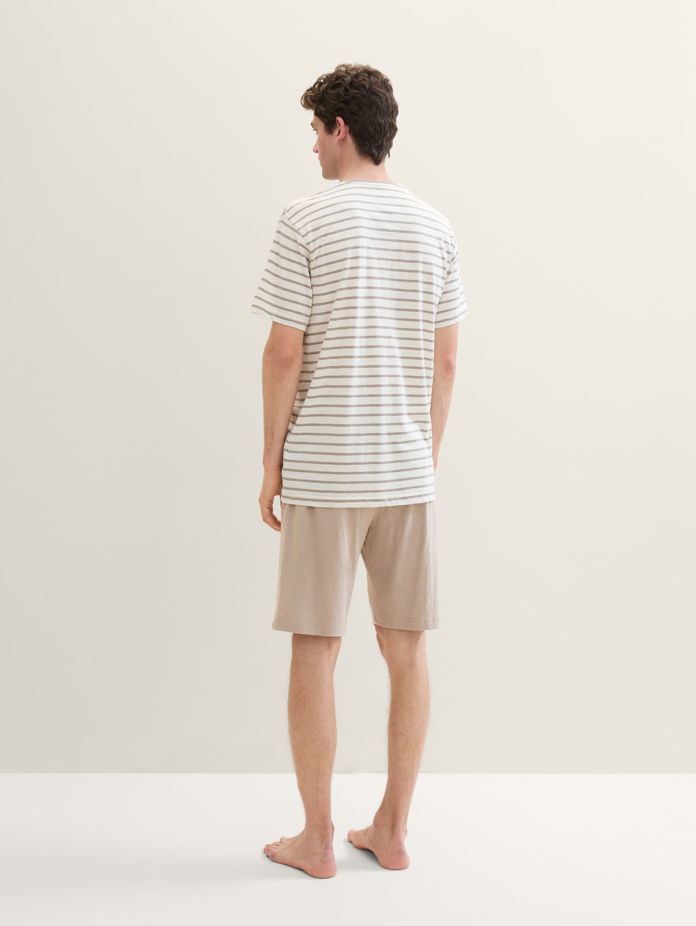 Katoenen bermuda in een gemêleerde look - greymediummelange - 