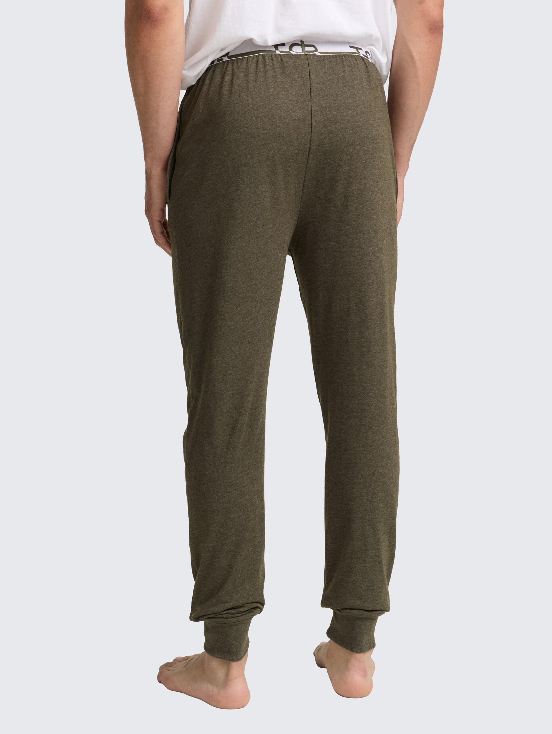 Pyjama-Hose in Melange-Optik - green-medium-melange - Auschnitt Model-Rückansicht