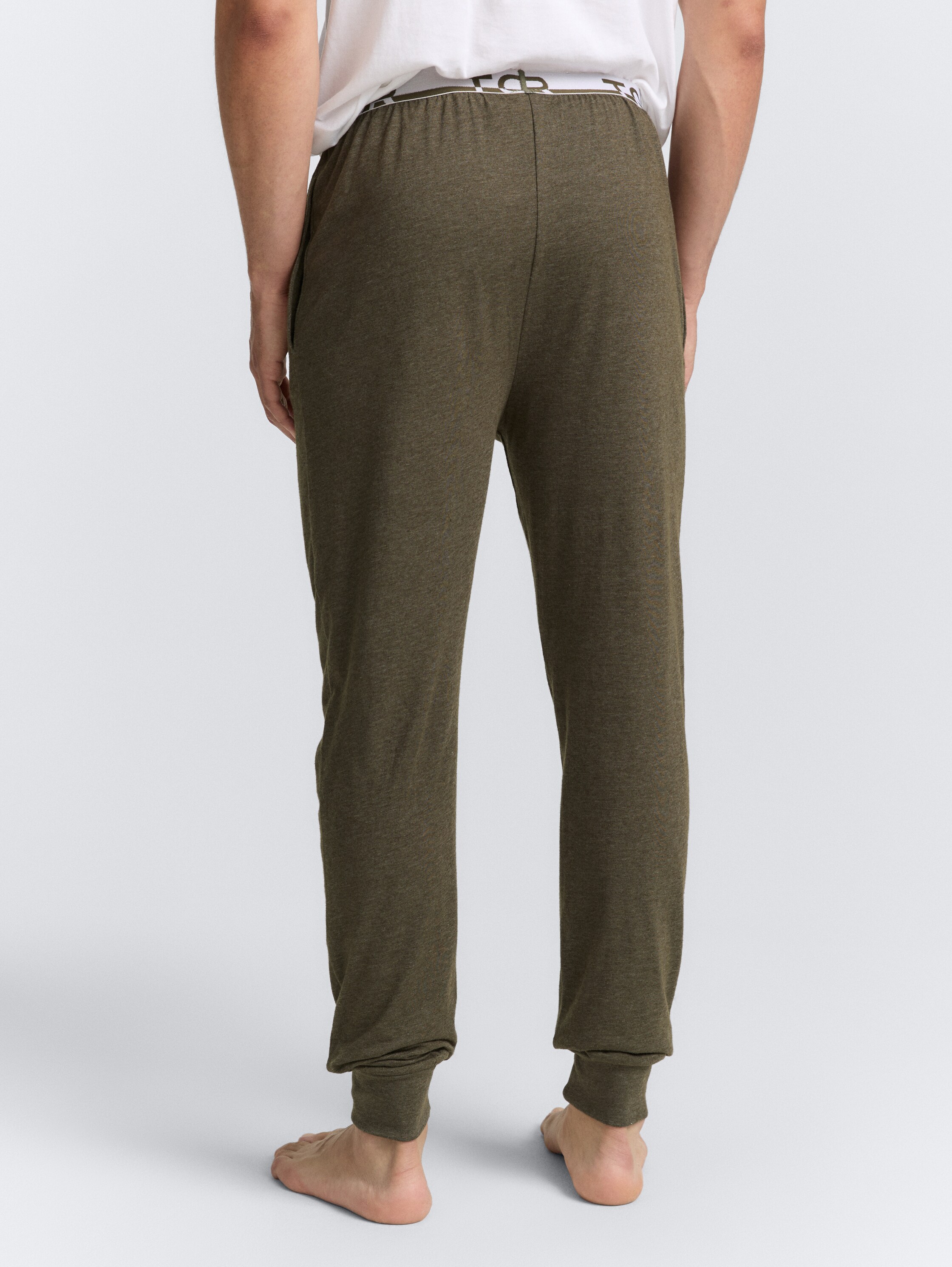 Pyjama trousers in a melange look - greenmediummelange - 