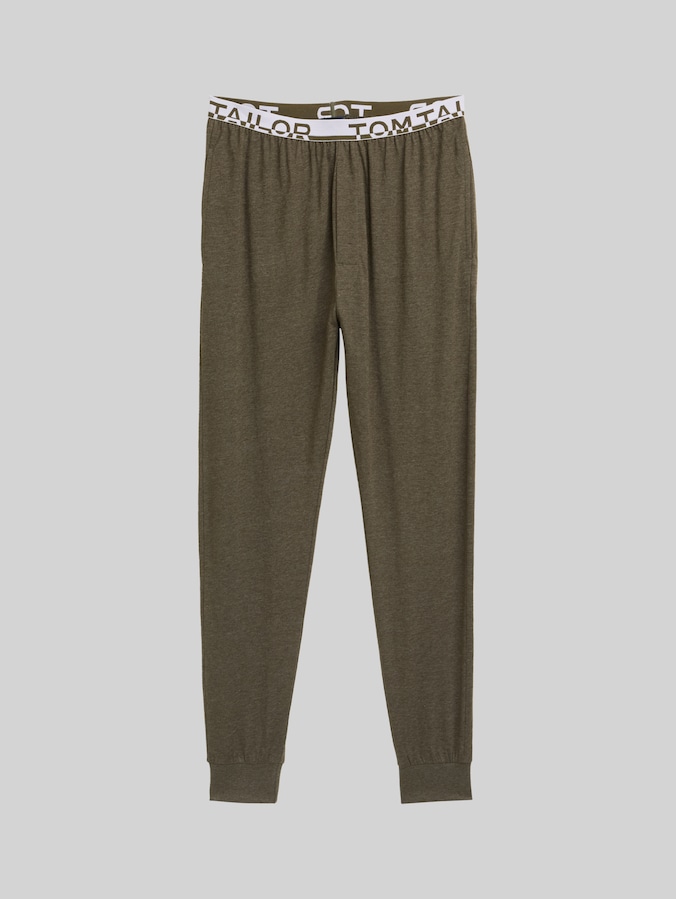 Pyjama-Hose in Melange-Optik von Men, green-medium-melange