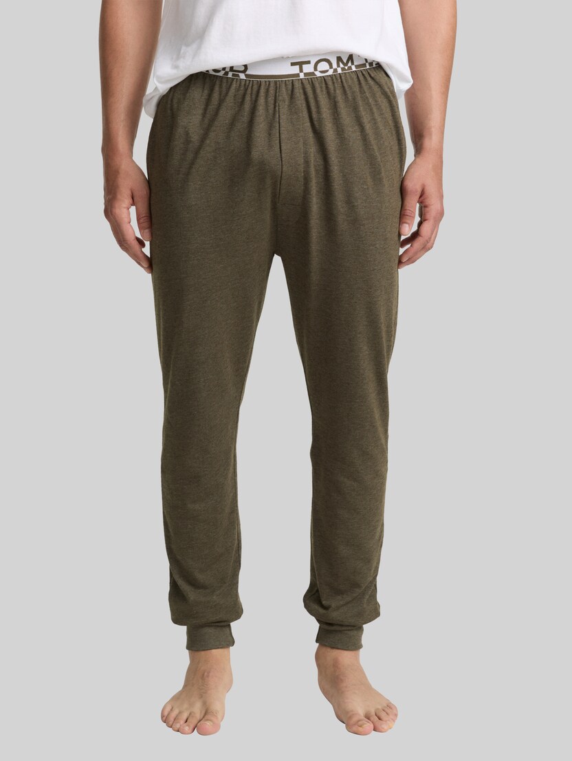 Pyjama-Hose in Melange-Optik von Men, green-medium-melange