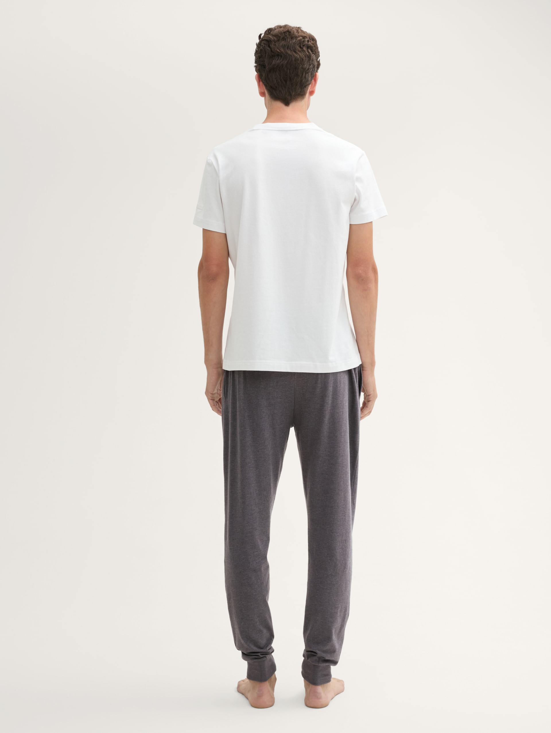 Pyjama-Hose in Melange-Optik - grey-dark-melange - Auschnitt Model-Rückansicht