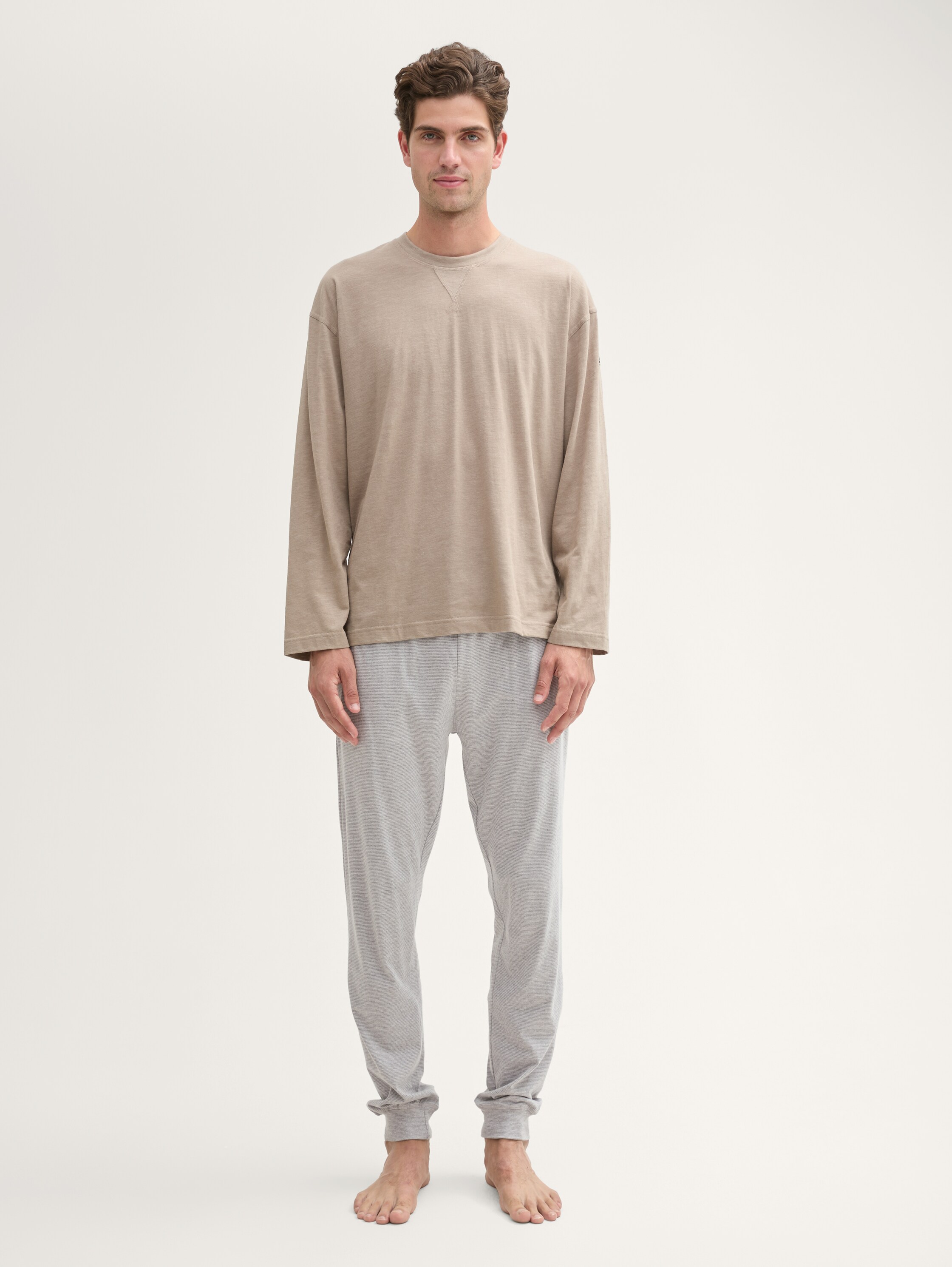 Pyjama-Hose in Melange-Optik - greylightmelange - 