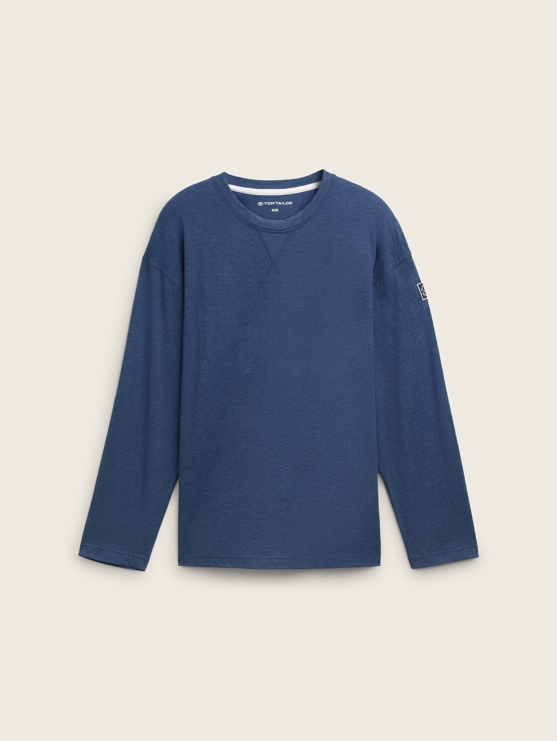 Pyjama Langarmshirt in Melange-Optik - blue-dark-solid - Vorder-Produkt-Ansicht