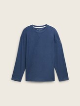 Pyjama Langarmshirt in Melange-Optik - blue-dark-solid - Vorder-Produkt-Ansicht