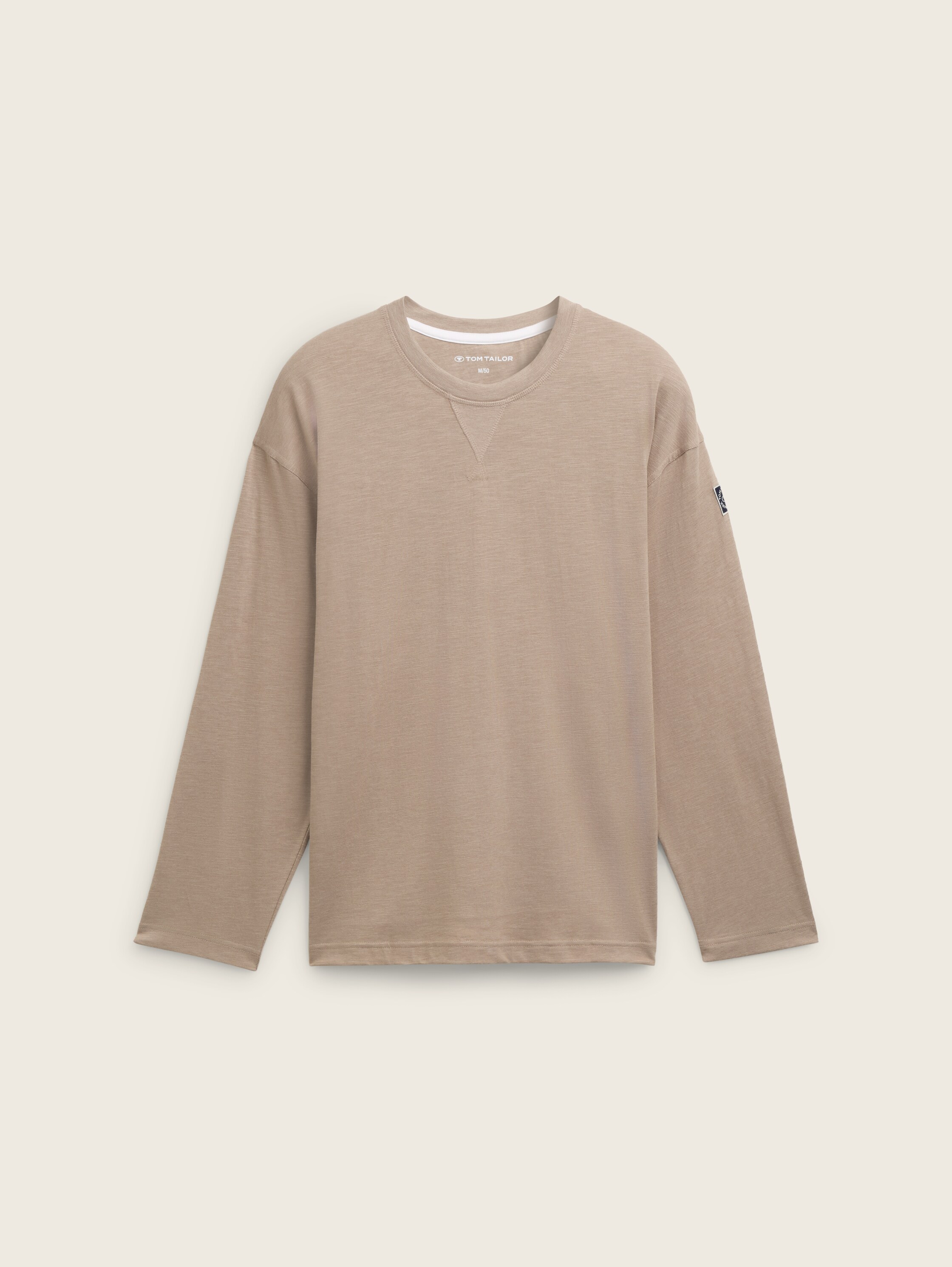 Pyjama Langarmshirt in Melange-Optik - greymediummelange - 