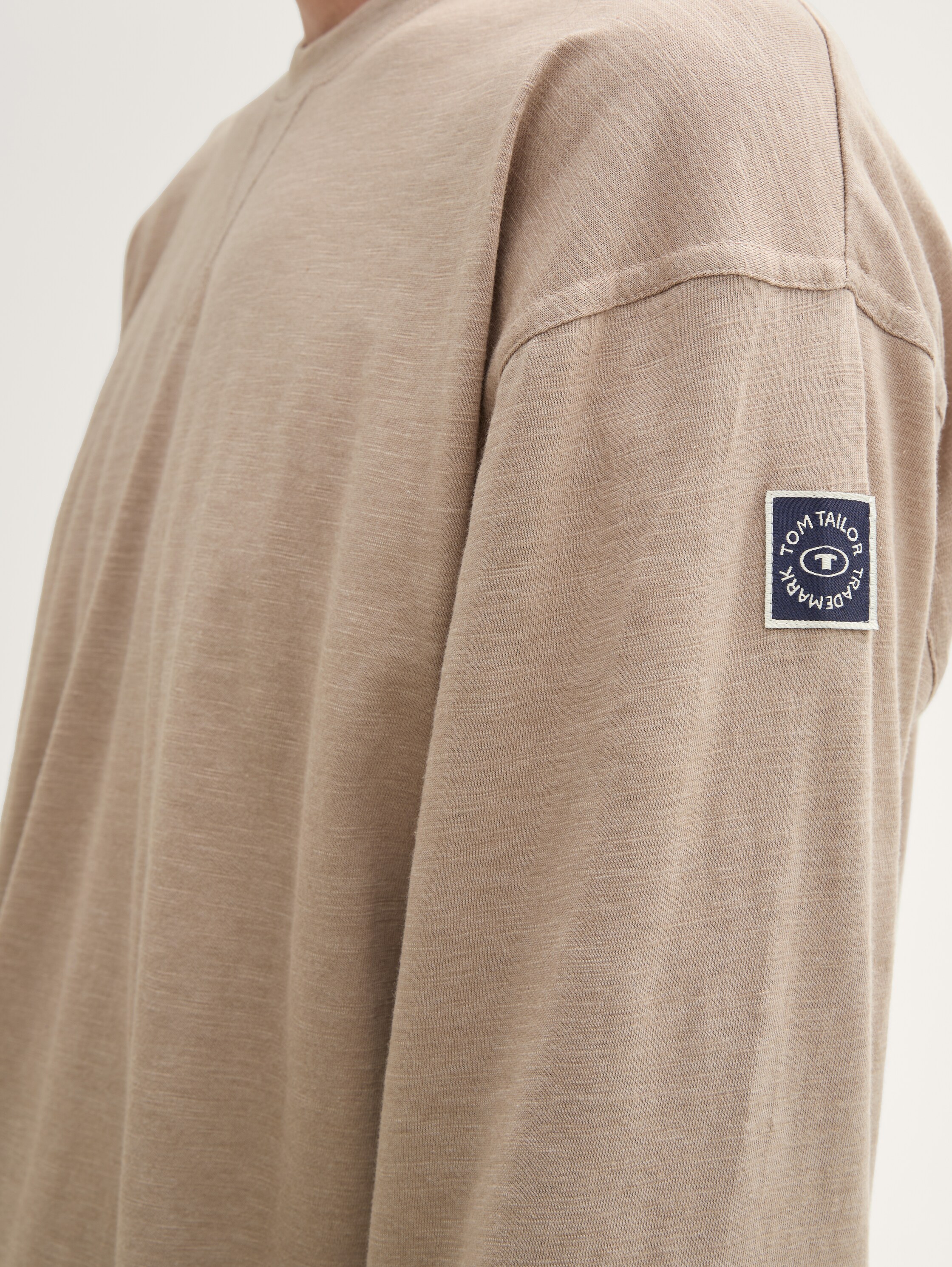 Pyjama Langarmshirt in Melange-Optik - greymediummelange - 