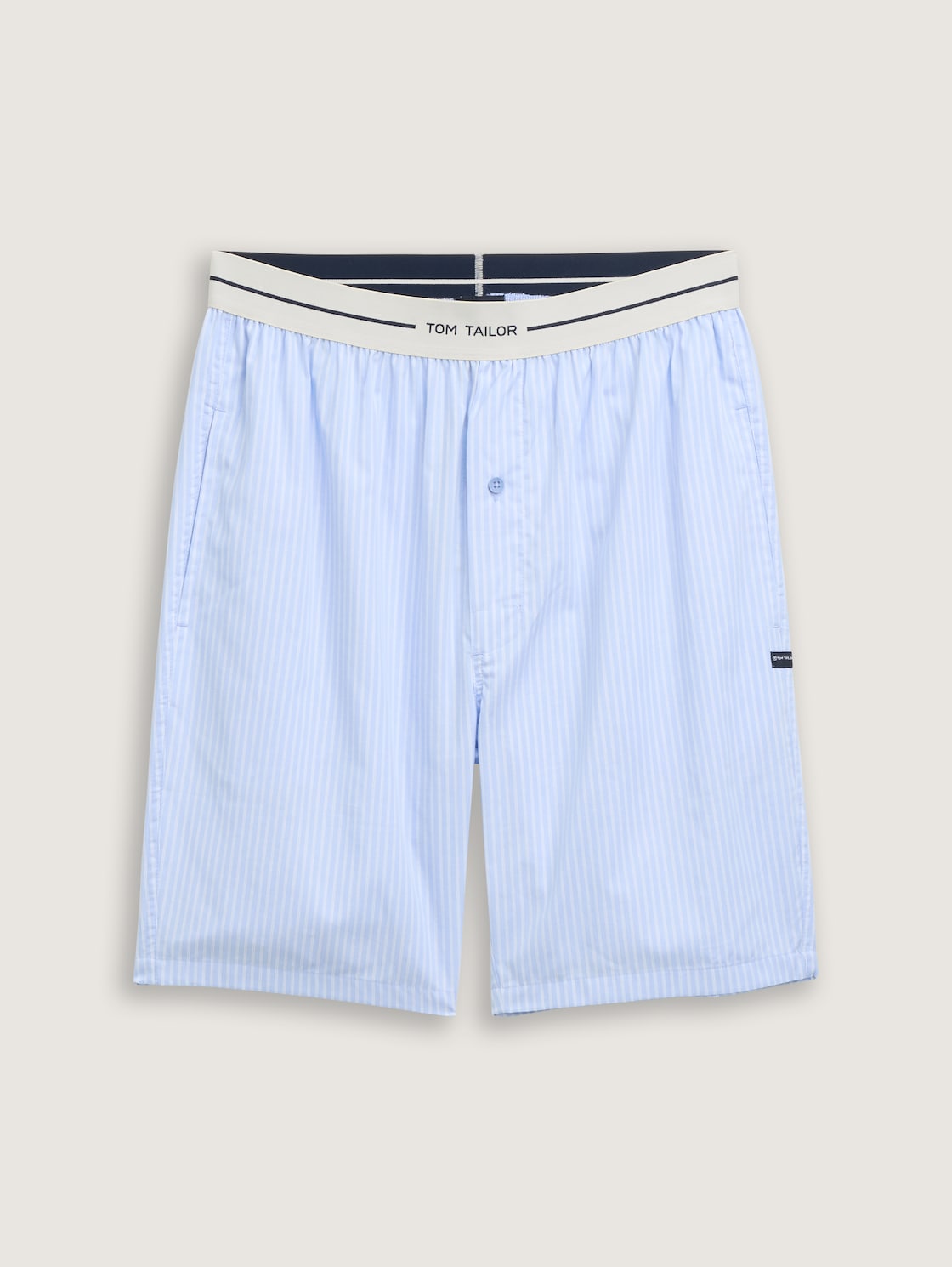 Pyjama-Shorts aus Baumwolle mit Streifenmuster - blue-light-stripe - Vorder-Produkt-Ansicht