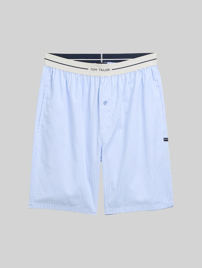 Katoenen bermuda met streeppatroon door Men, blue-light-stripe