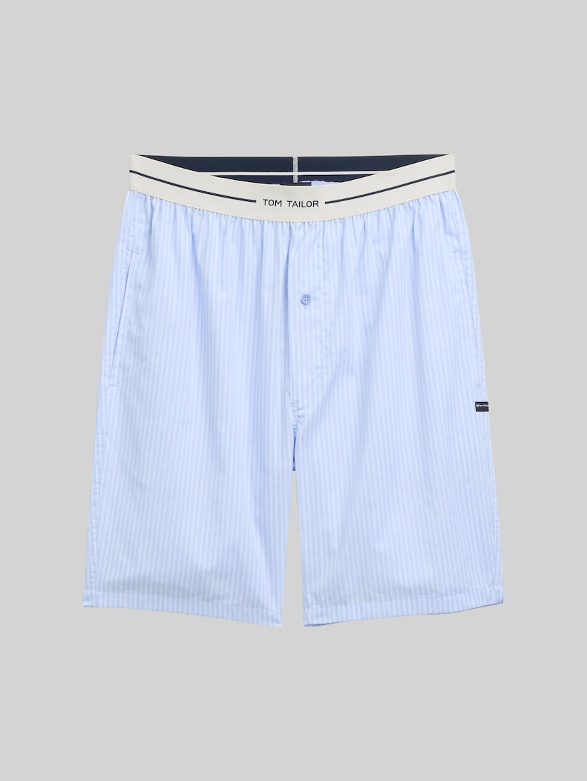 Katoenen bermuda met streeppatroon door Men, blue-light-stripe